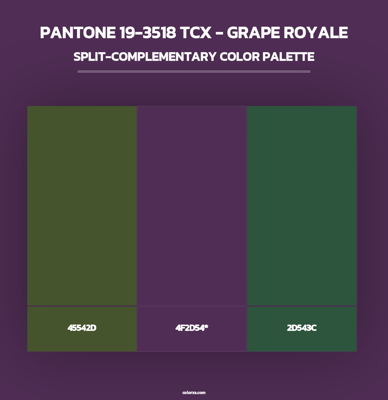 PANTONE 19-3518 TCX - Grape Royale - Split-Complementary Color Palette