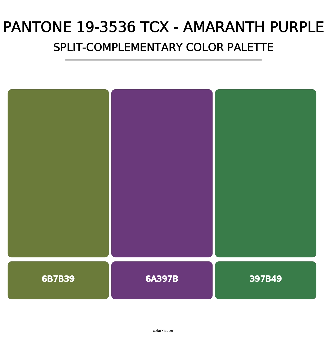 PANTONE 19-3536 TCX - Amaranth Purple - Split-Complementary Color Palette