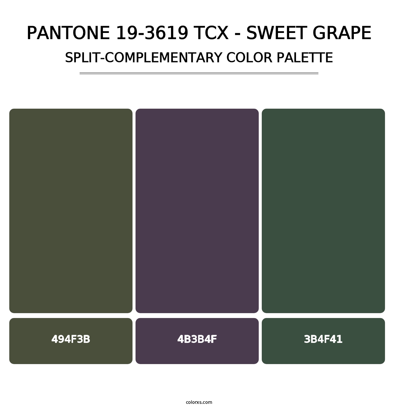 PANTONE 19-3619 TCX - Sweet Grape - Split-Complementary Color Palette