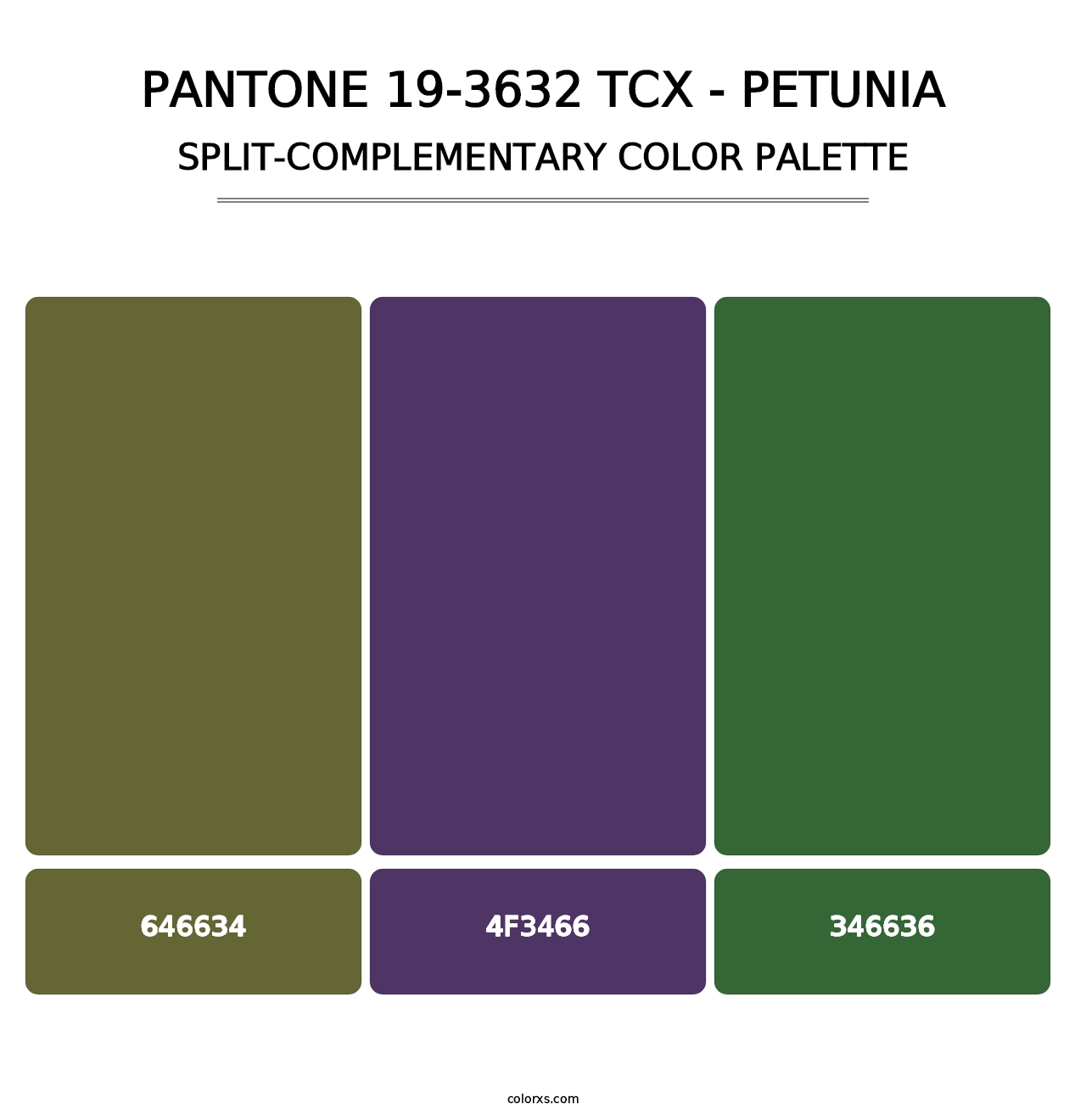 PANTONE 19-3632 TCX - Petunia - Split-Complementary Color Palette