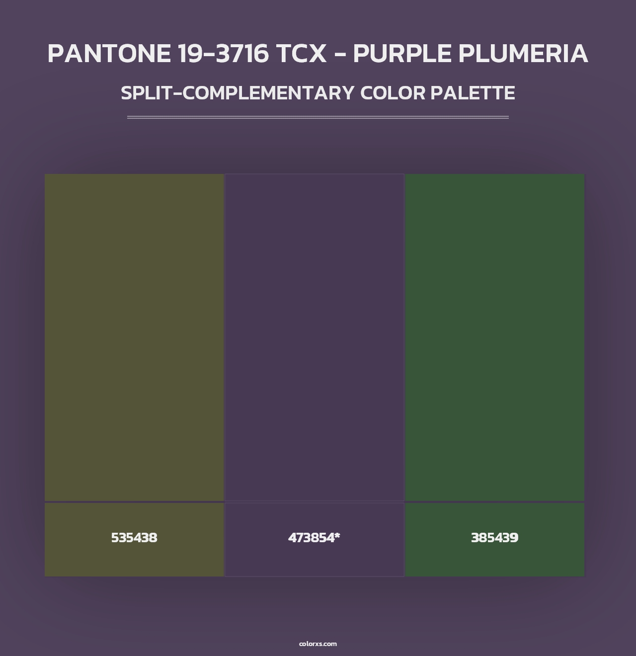 PANTONE 19-3716 TCX - Purple Plumeria - Split-Complementary Color Palette
