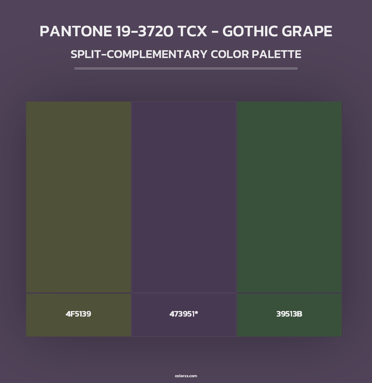 PANTONE 19-3720 TCX - Gothic Grape - Split-Complementary Color Palette