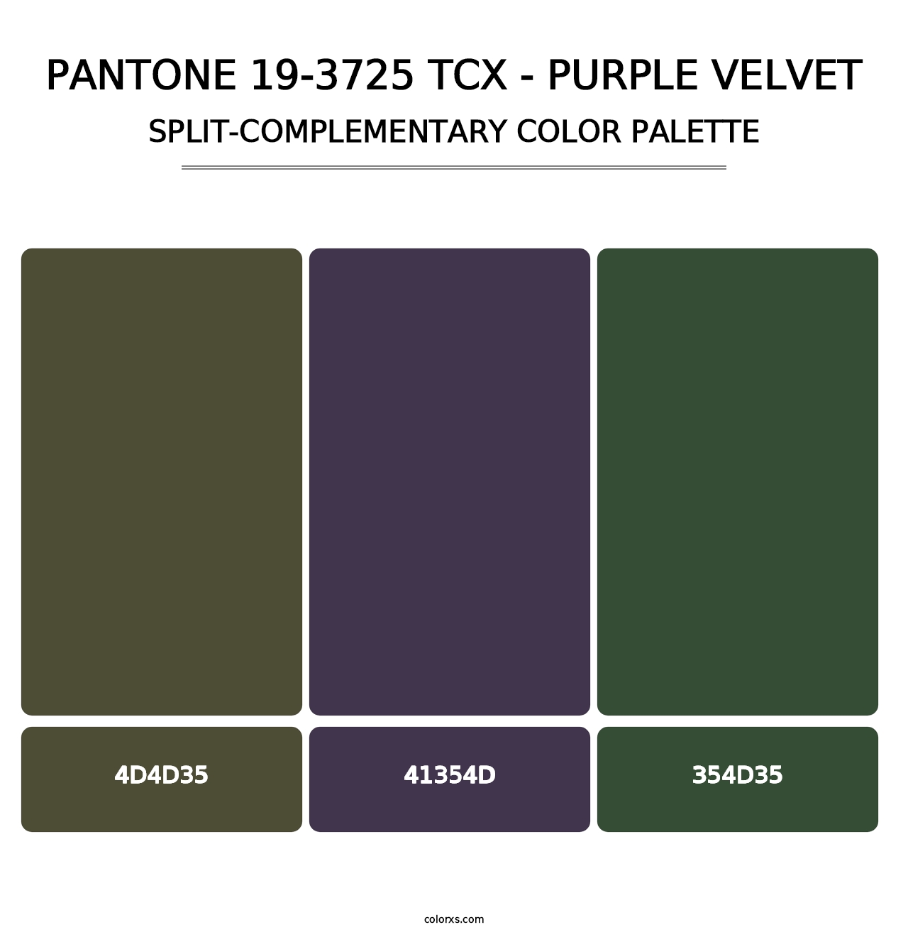 PANTONE 19-3725 TCX - Purple Velvet - Split-Complementary Color Palette