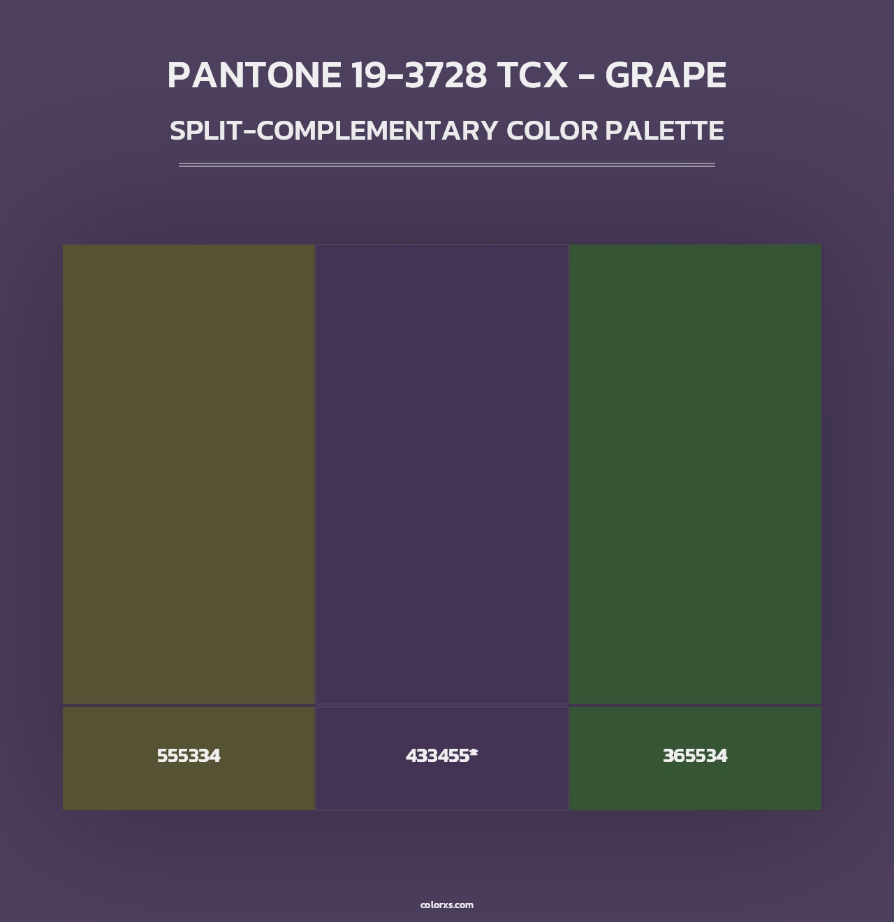 PANTONE 19-3728 TCX - Grape - Split-Complementary Color Palette