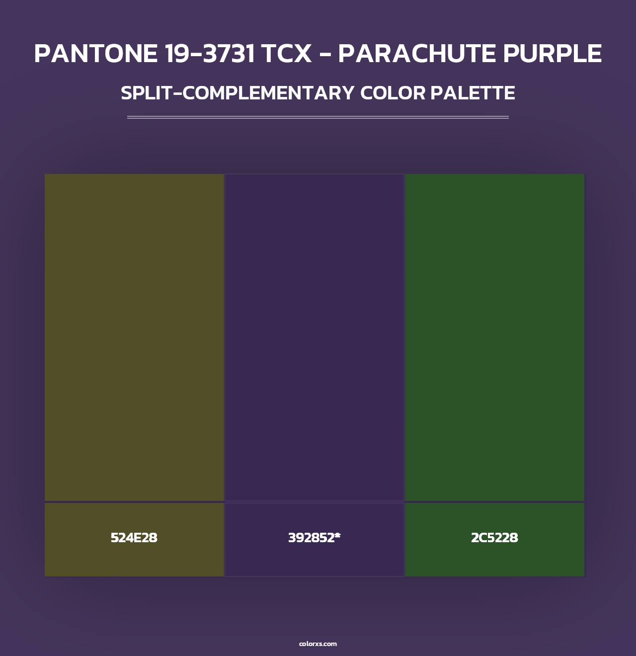 PANTONE 19-3731 TCX - Parachute Purple - Split-Complementary Color Palette