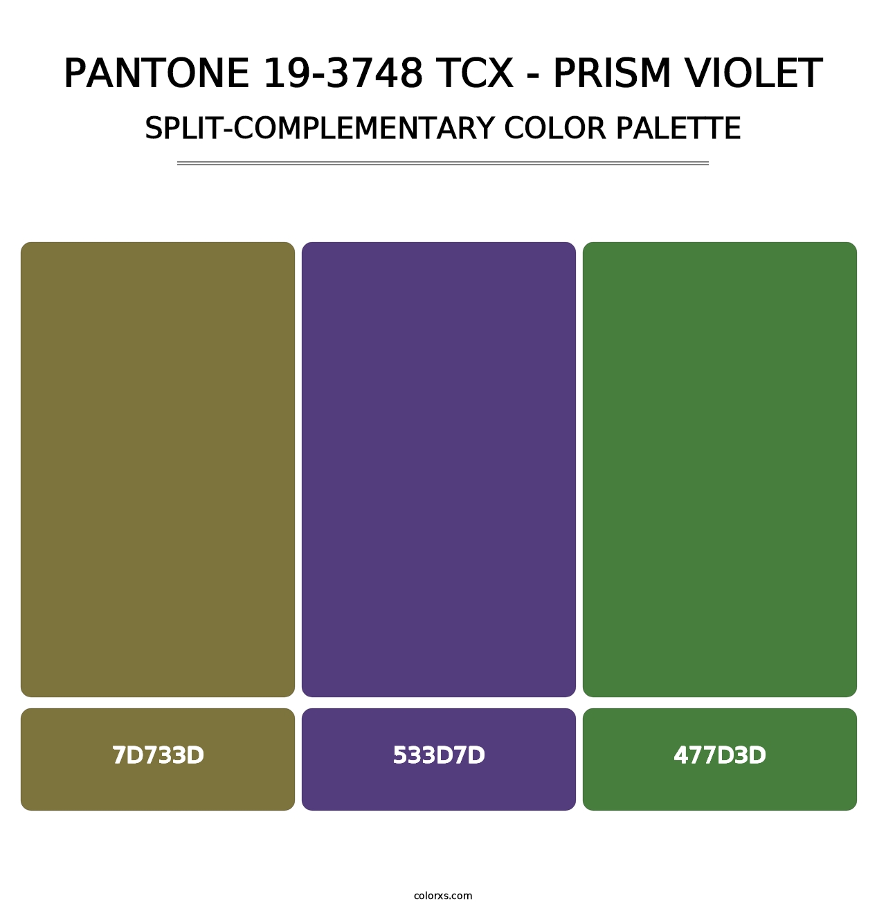 PANTONE 19-3748 TCX - Prism Violet - Split-Complementary Color Palette