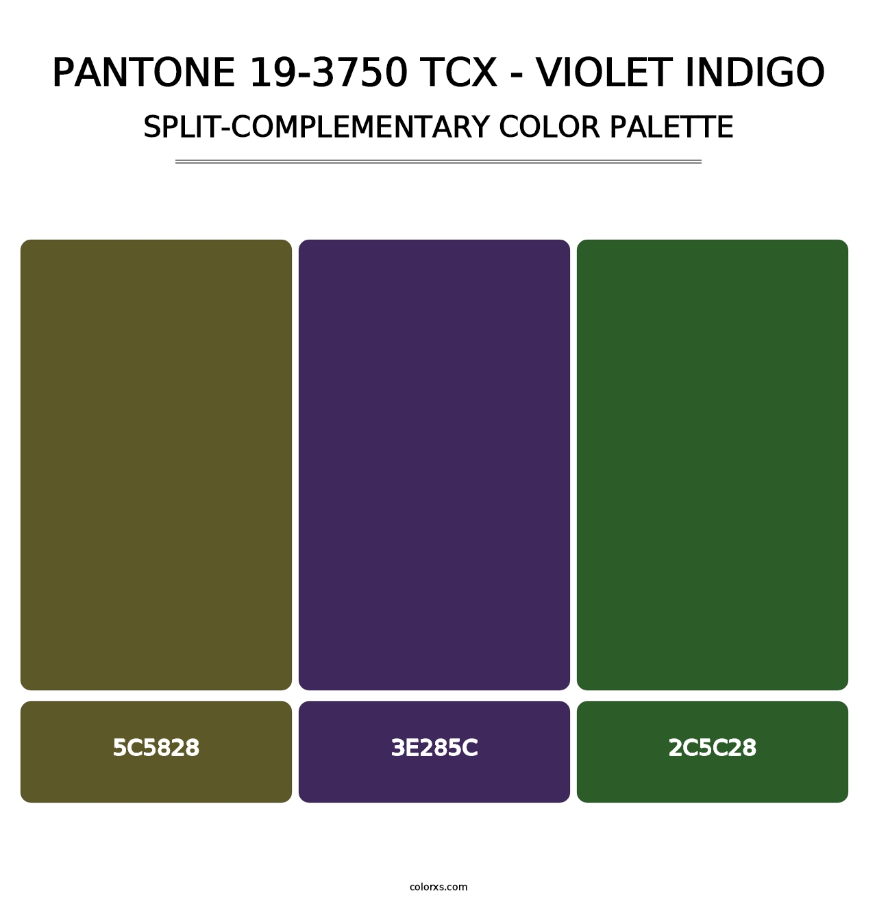 PANTONE 19-3750 TCX - Violet Indigo - Split-Complementary Color Palette