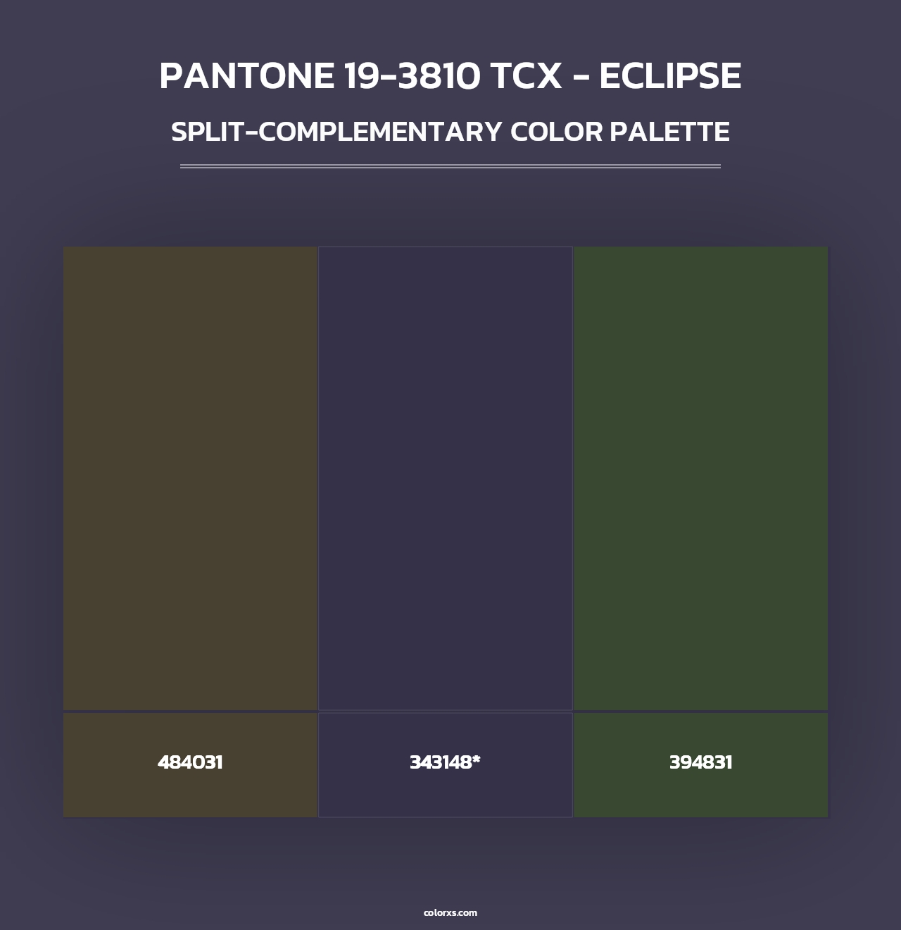 PANTONE 19-3810 TCX - Eclipse - Split-Complementary Color Palette