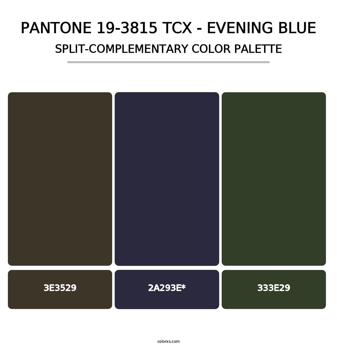 PANTONE 19-3815 TCX - Evening Blue - Split-Complementary Color Palette
