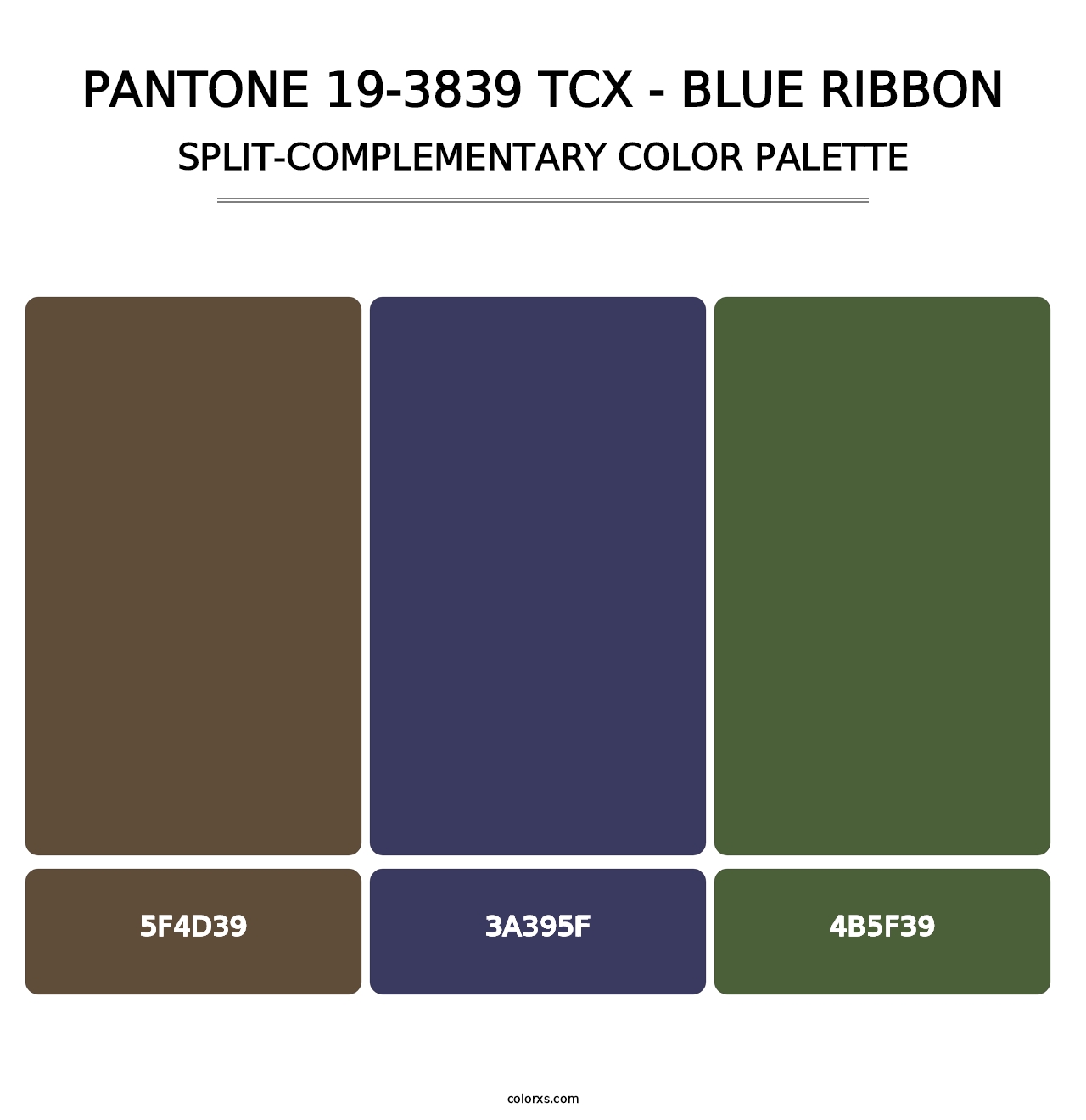 PANTONE 19-3839 TCX - Blue Ribbon - Split-Complementary Color Palette
