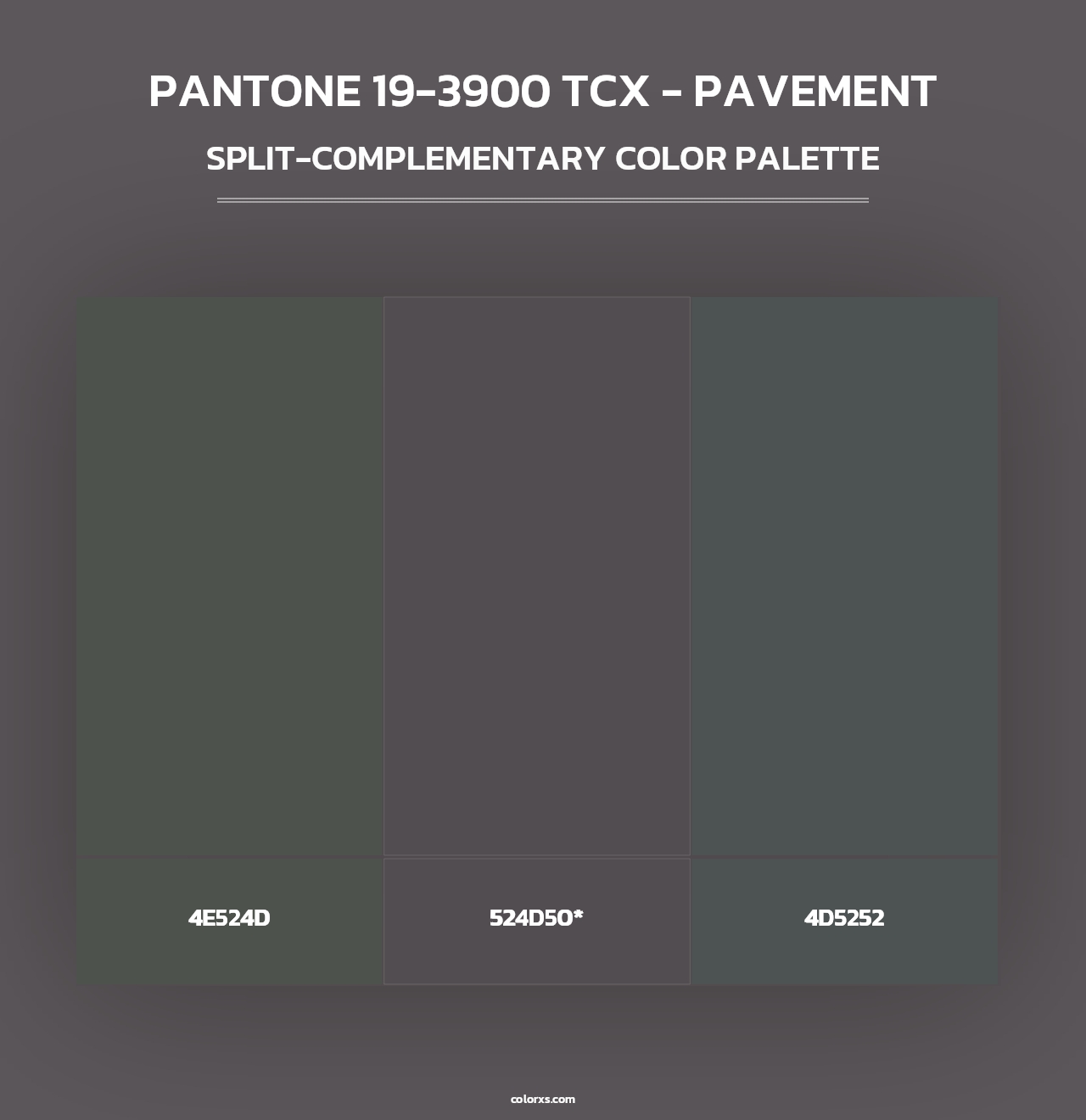 PANTONE 19-3900 TCX - Pavement - Split-Complementary Color Palette