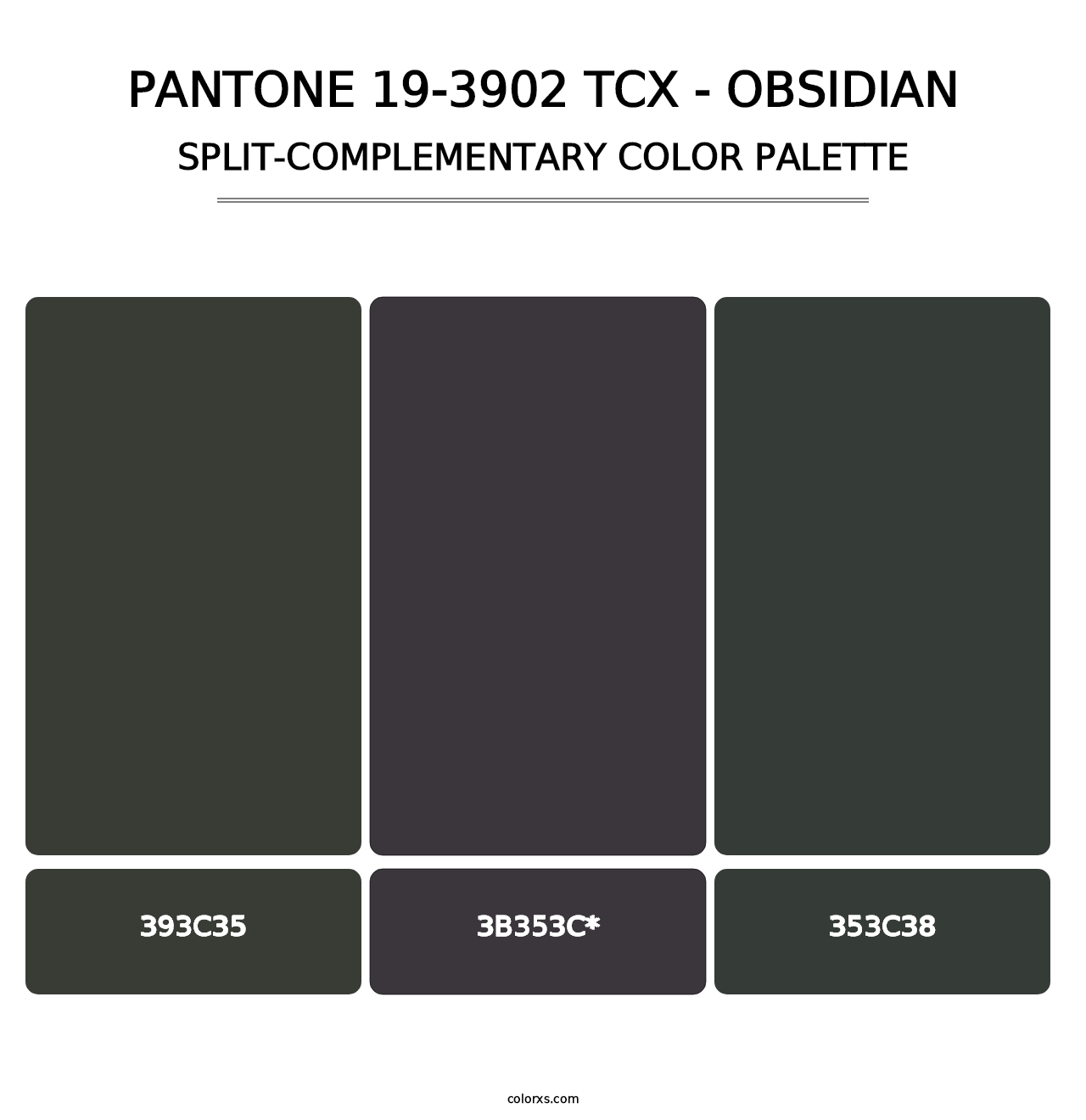 PANTONE 19-3902 TCX - Obsidian - Split-Complementary Color Palette