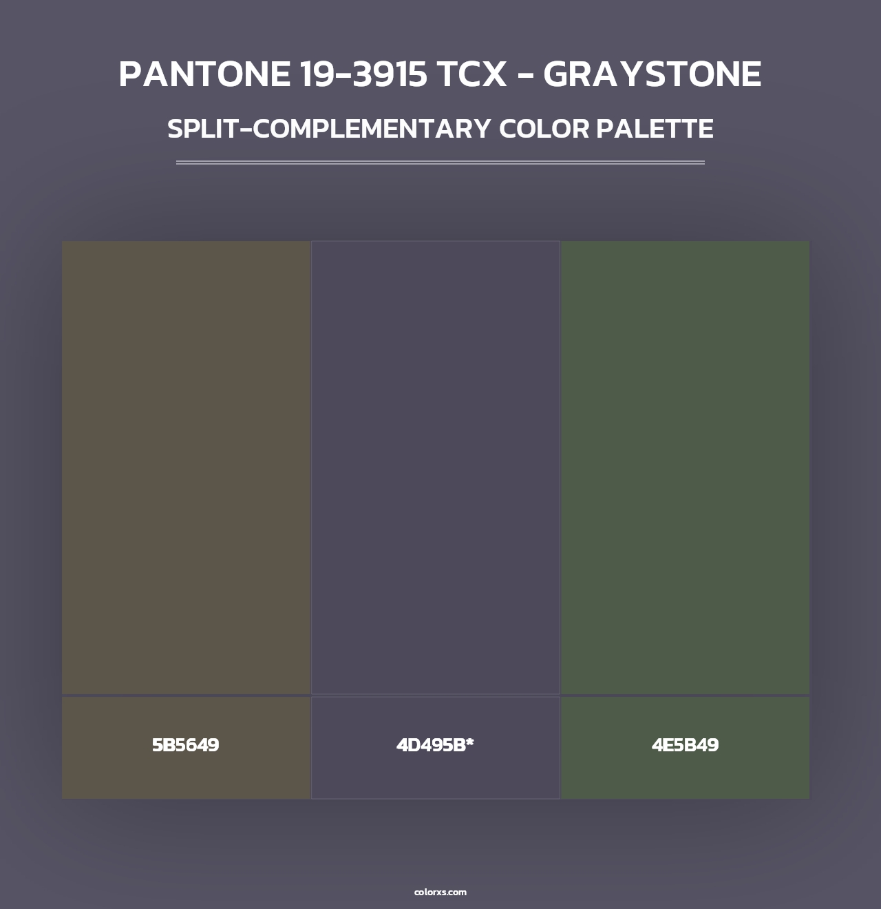 PANTONE 19-3915 TCX - Graystone - Split-Complementary Color Palette