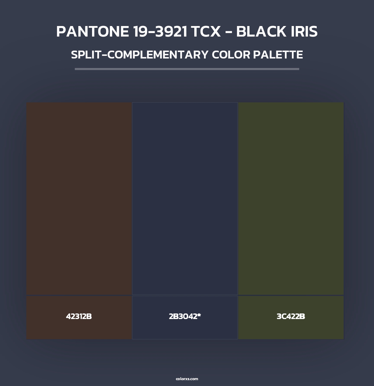 PANTONE 19-3921 TCX - Black Iris - Split-Complementary Color Palette