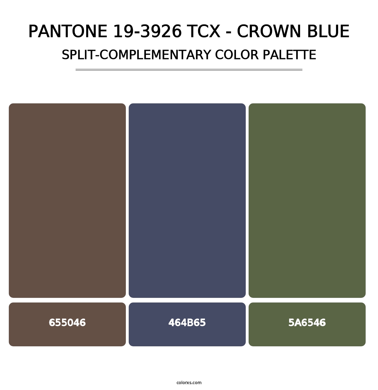 PANTONE 19-3926 TCX - Crown Blue - Split-Complementary Color Palette