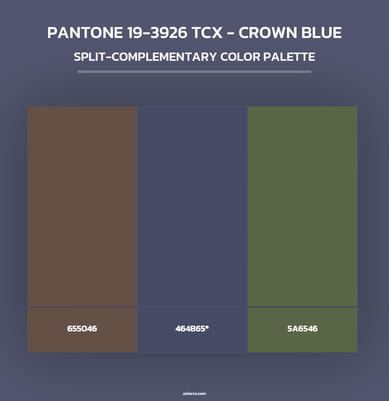 PANTONE 19-3926 TCX - Crown Blue - Split-Complementary Color Palette