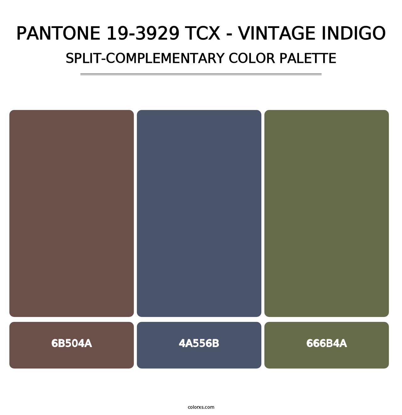 PANTONE 19-3929 TCX - Vintage Indigo - Split-Complementary Color Palette