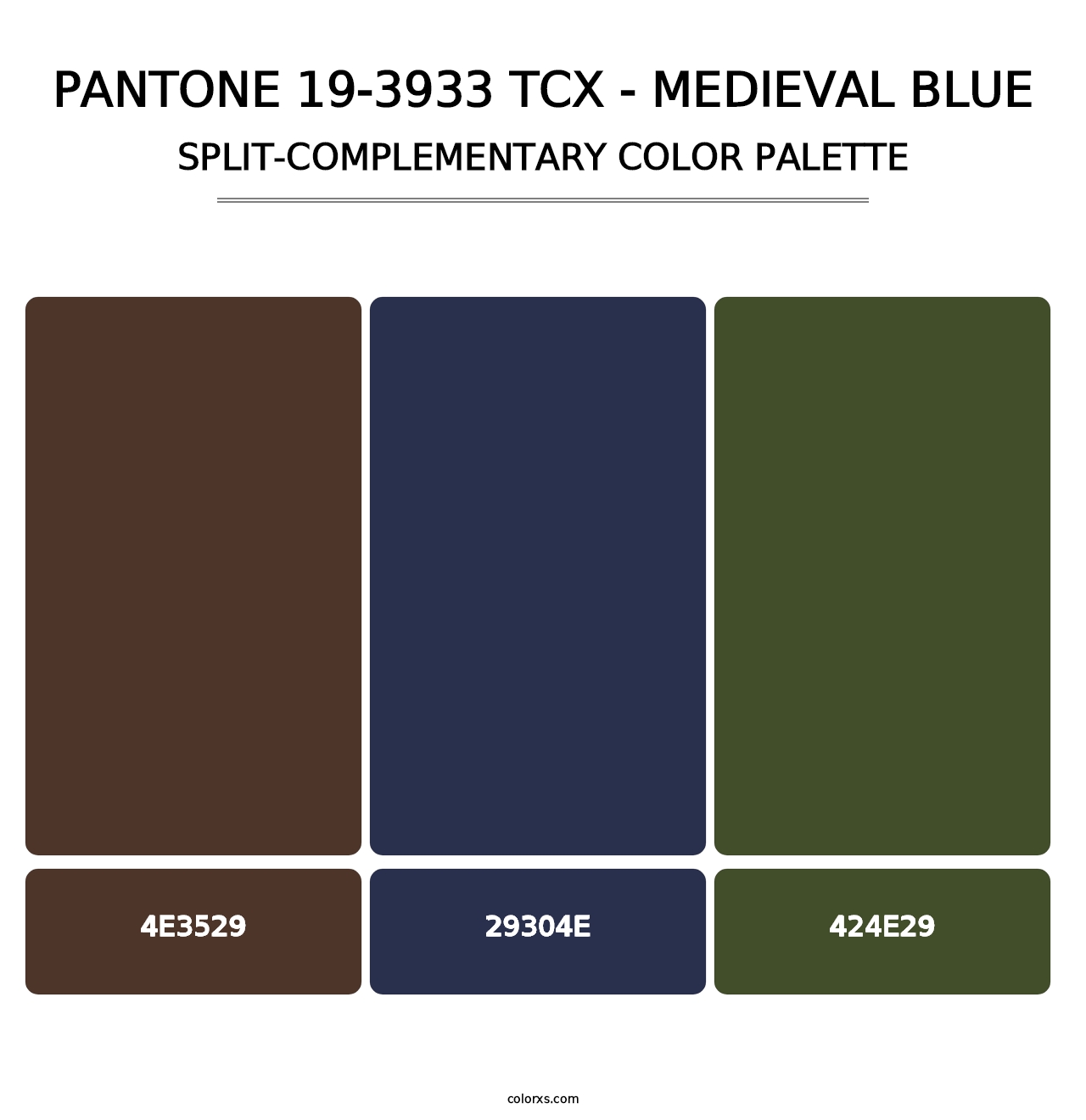 PANTONE 19-3933 TCX - Medieval Blue - Split-Complementary Color Palette