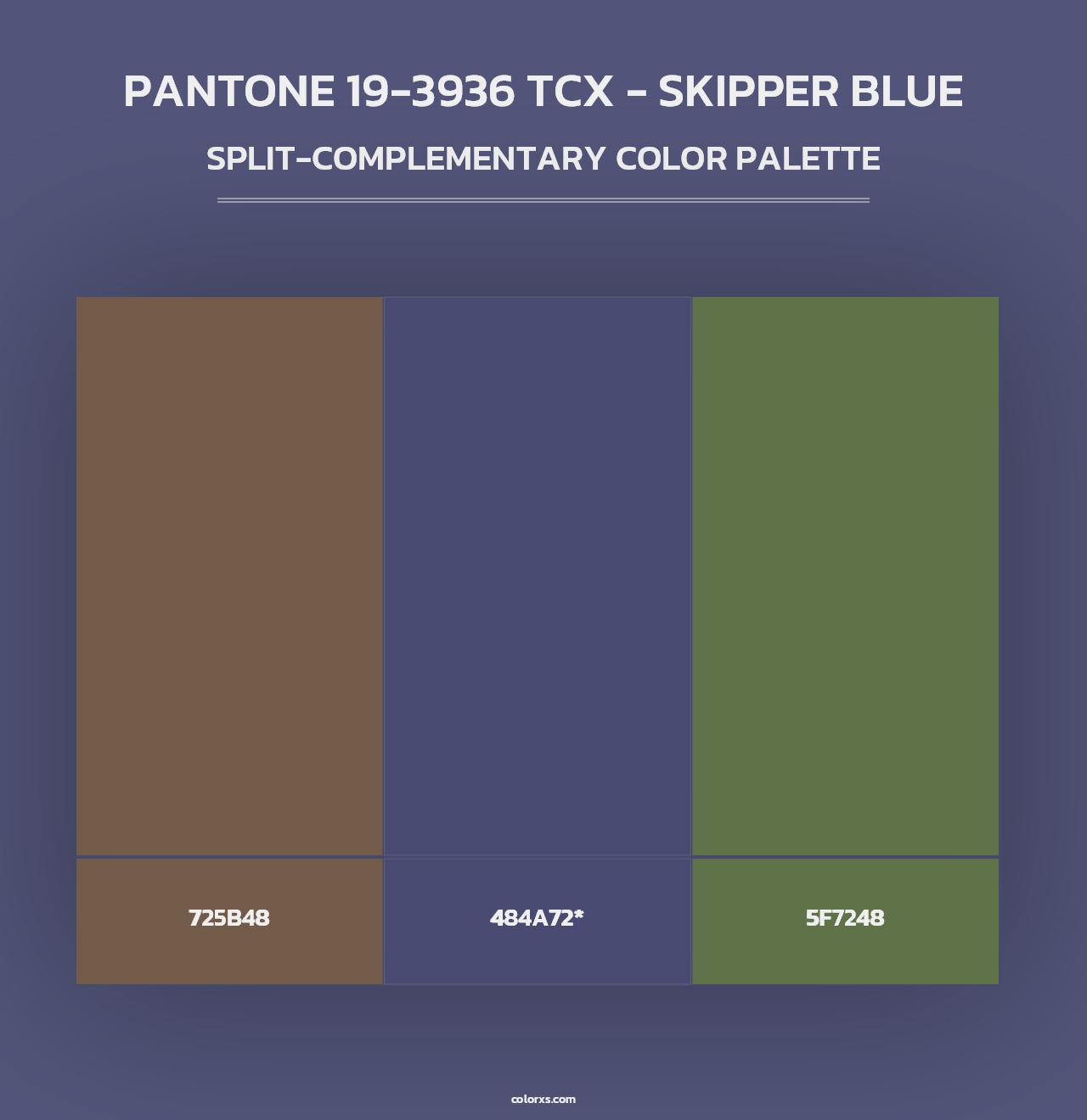 PANTONE 19-3936 TCX - Skipper Blue - Split-Complementary Color Palette