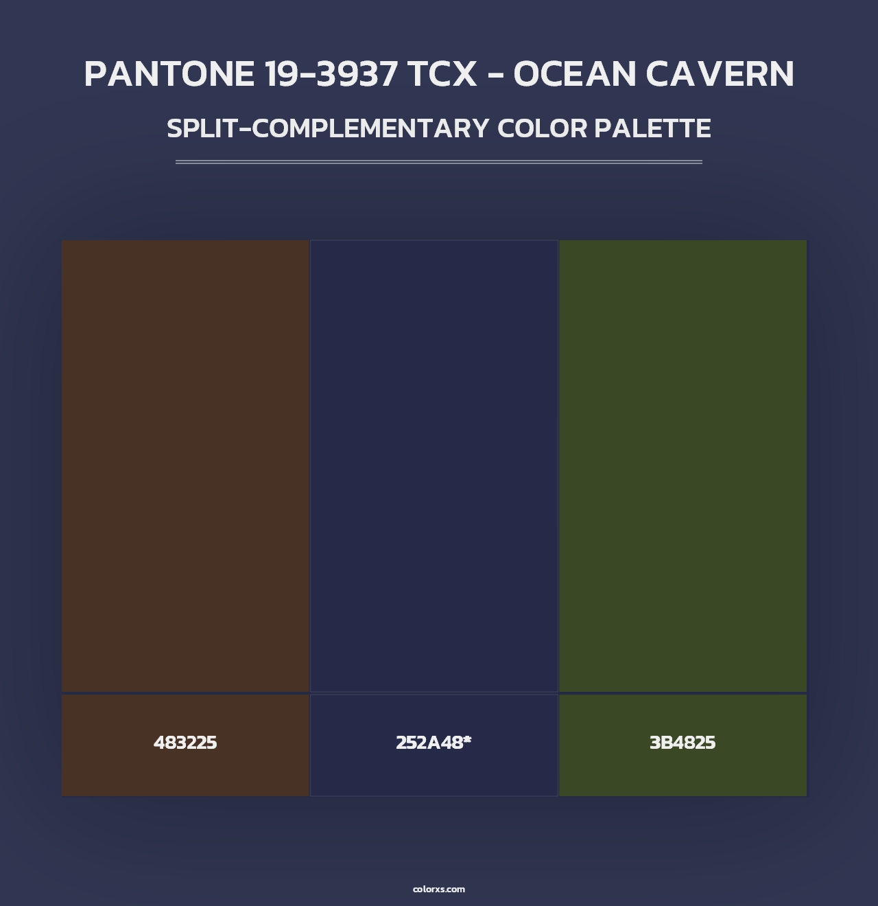 PANTONE 19-3937 TCX - Ocean Cavern - Split-Complementary Color Palette
