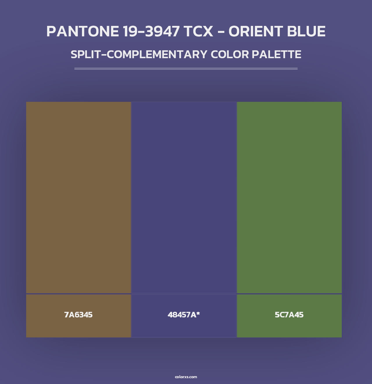 PANTONE 19-3947 TCX - Orient Blue - Split-Complementary Color Palette