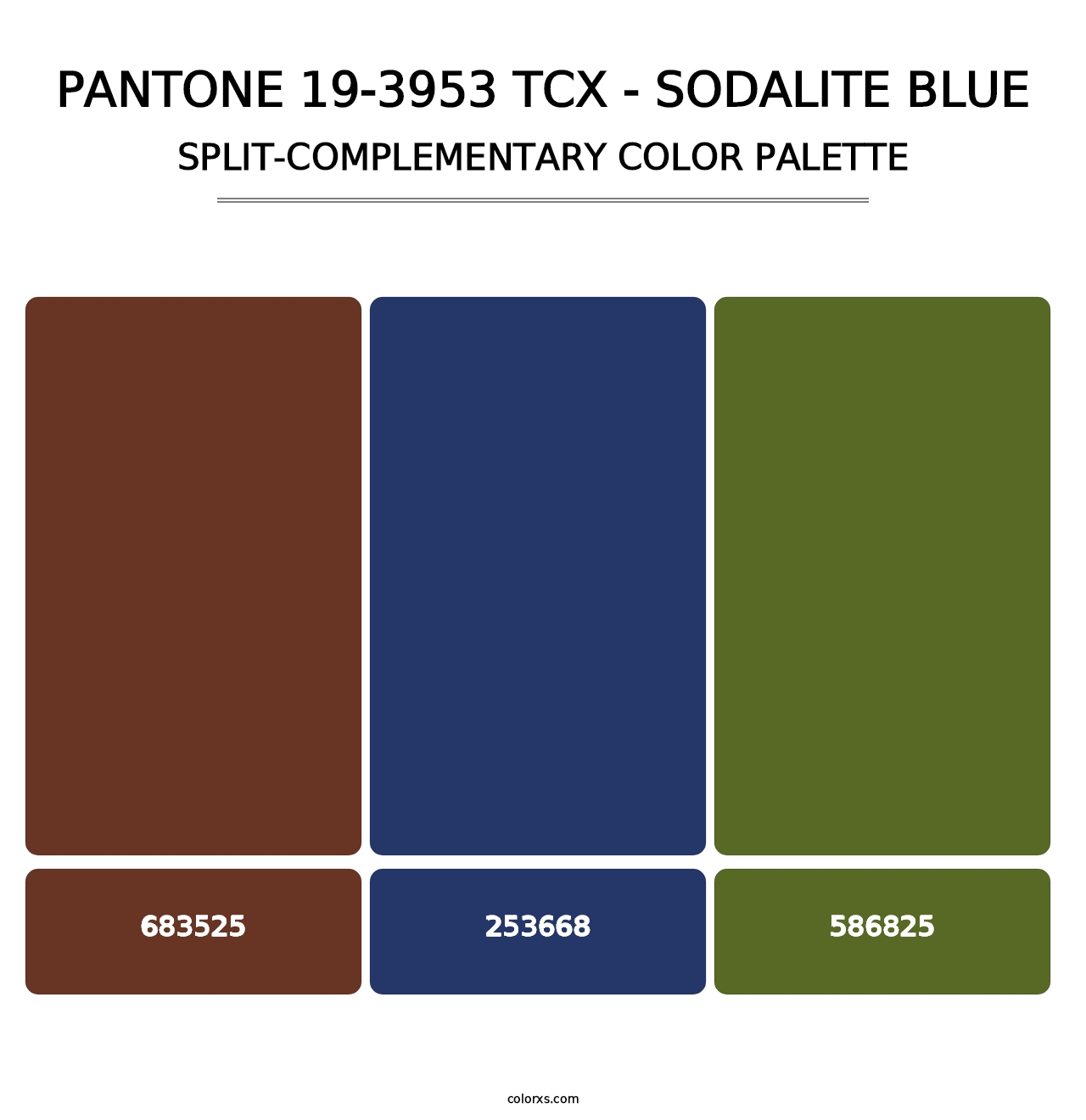 PANTONE 19-3953 TCX - Sodalite Blue - Split-Complementary Color Palette