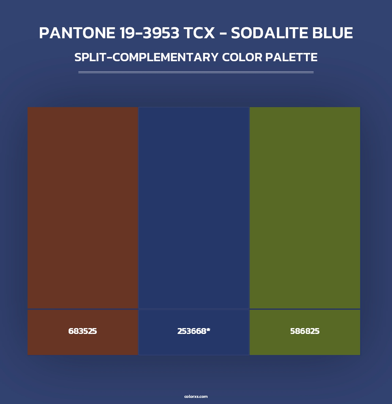 PANTONE 19-3953 TCX - Sodalite Blue - Split-Complementary Color Palette