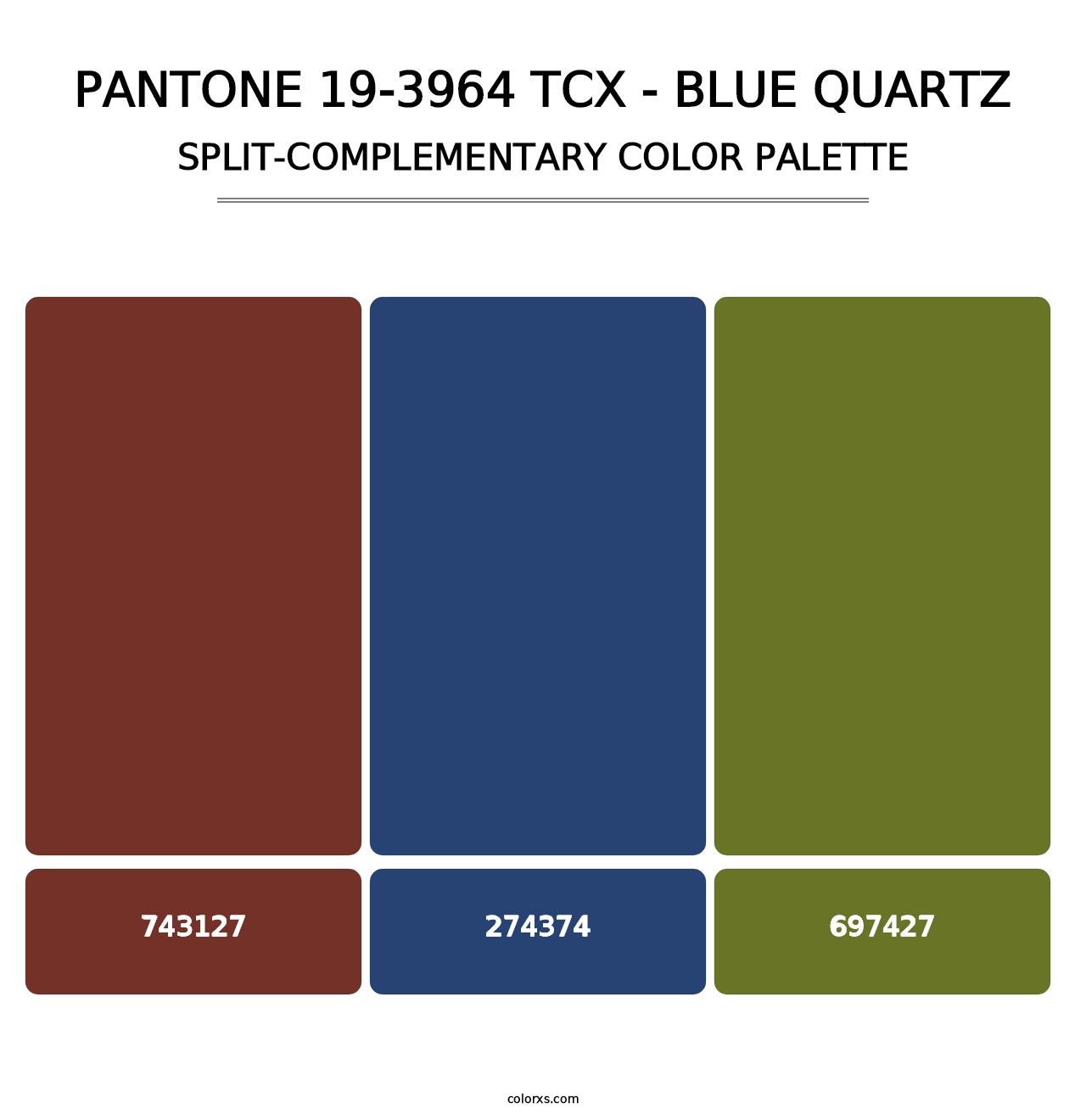 PANTONE 19-3964 TCX - Blue Quartz - Split-Complementary Color Palette