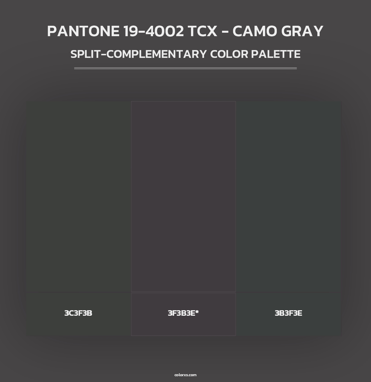 PANTONE 19-4002 TCX - Camo Gray - Split-Complementary Color Palette