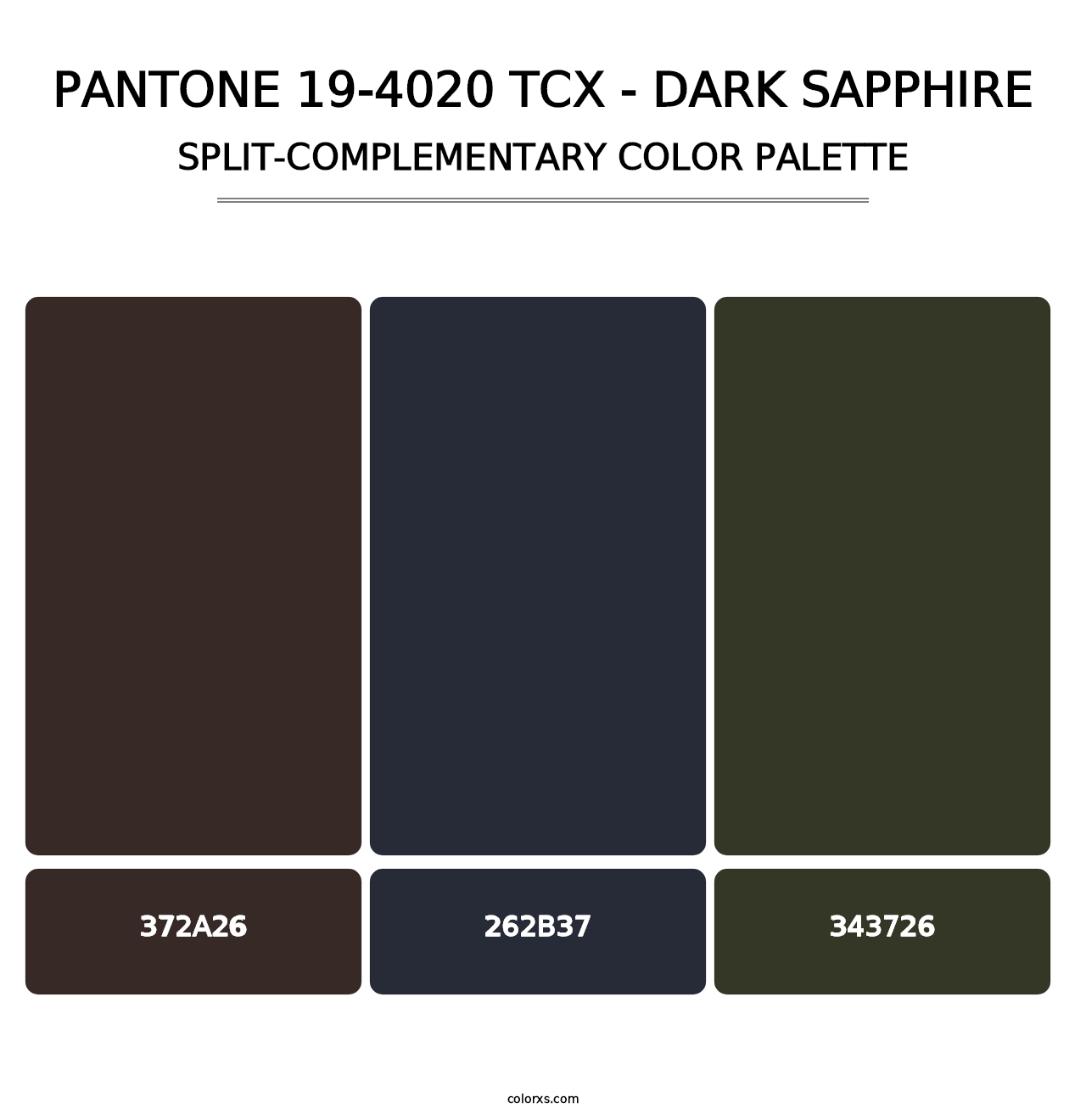 PANTONE 19-4020 TCX - Dark Sapphire - Split-Complementary Color Palette