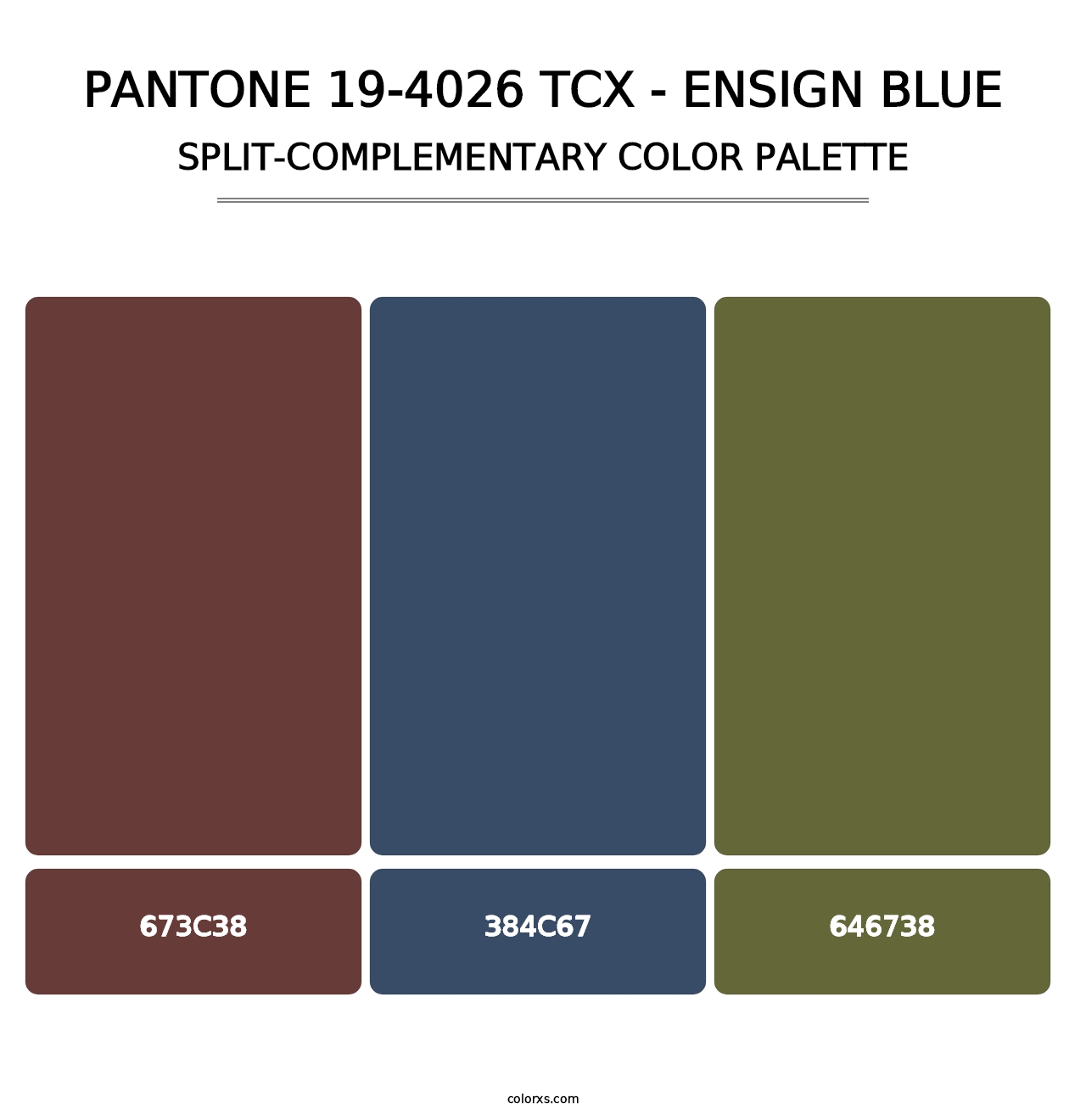 PANTONE 19-4026 TCX - Ensign Blue - Split-Complementary Color Palette
