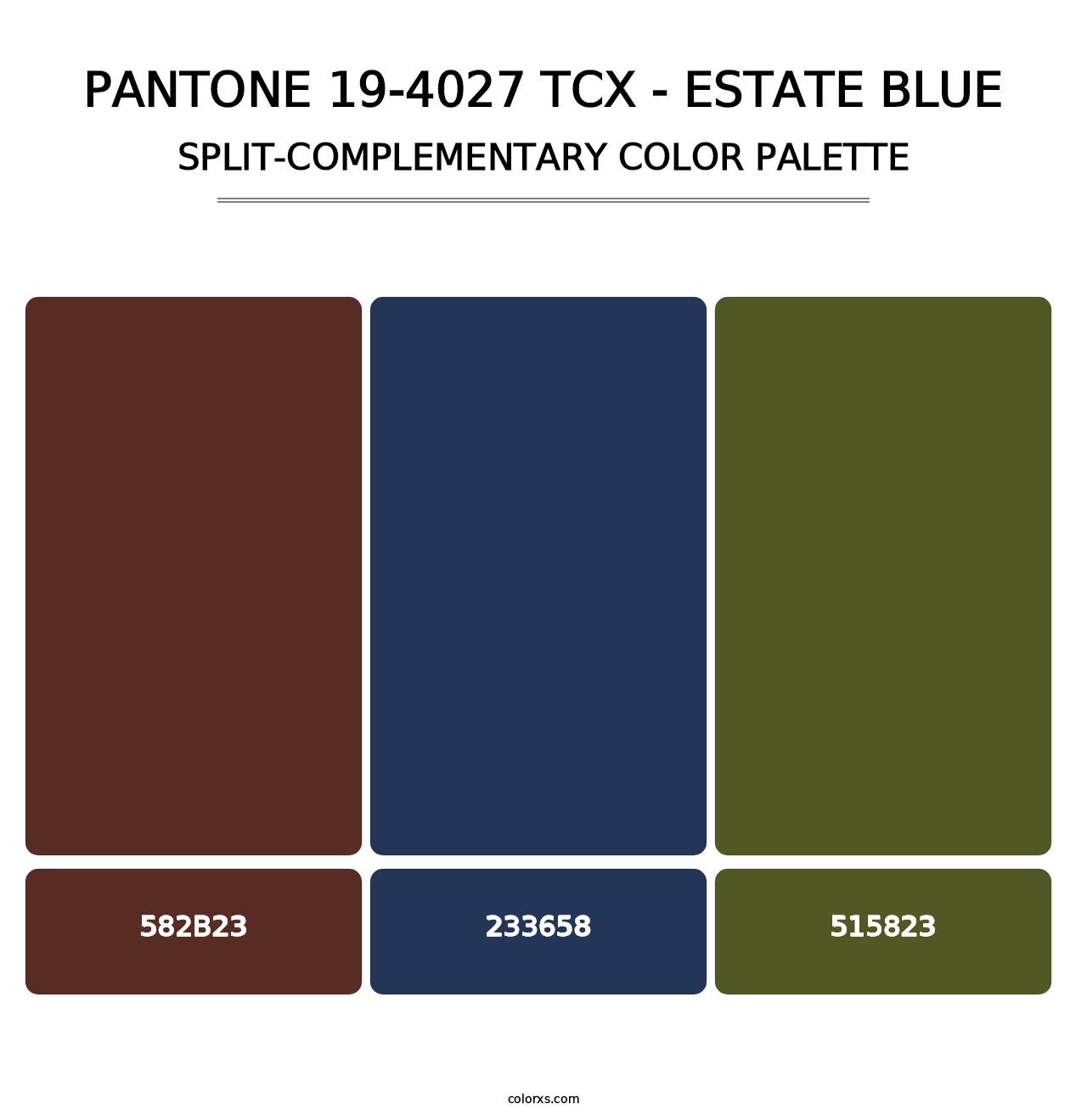 PANTONE 19-4027 TCX - Estate Blue - Split-Complementary Color Palette