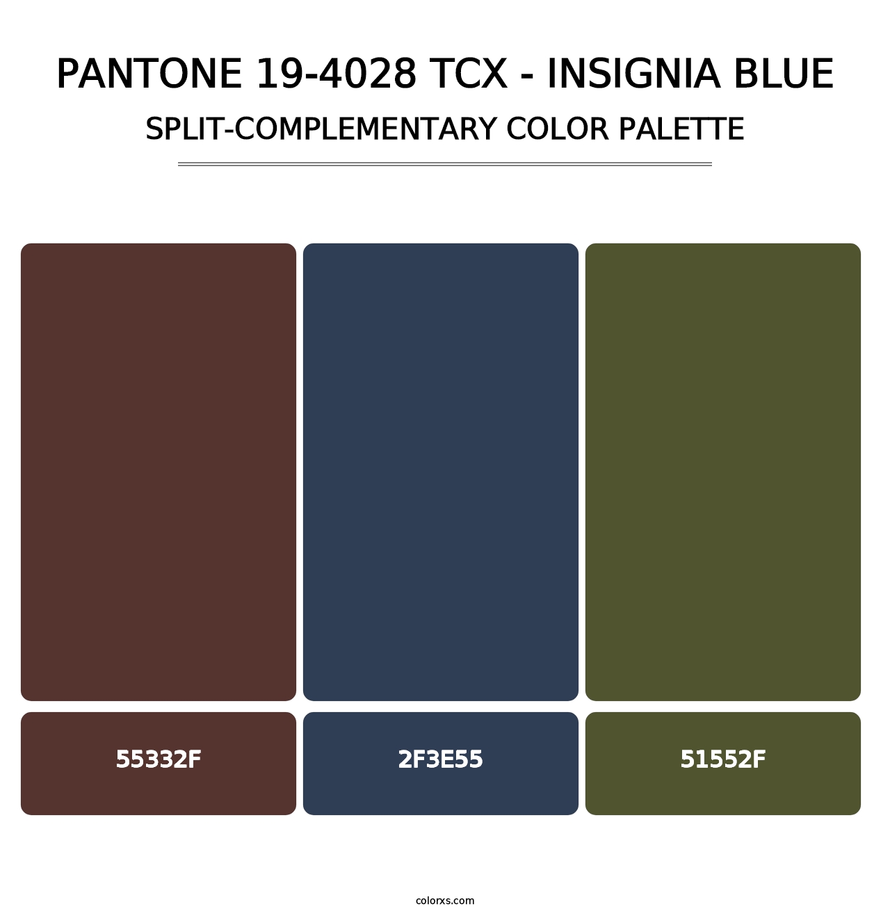 PANTONE 19-4028 TCX - Insignia Blue - Split-Complementary Color Palette