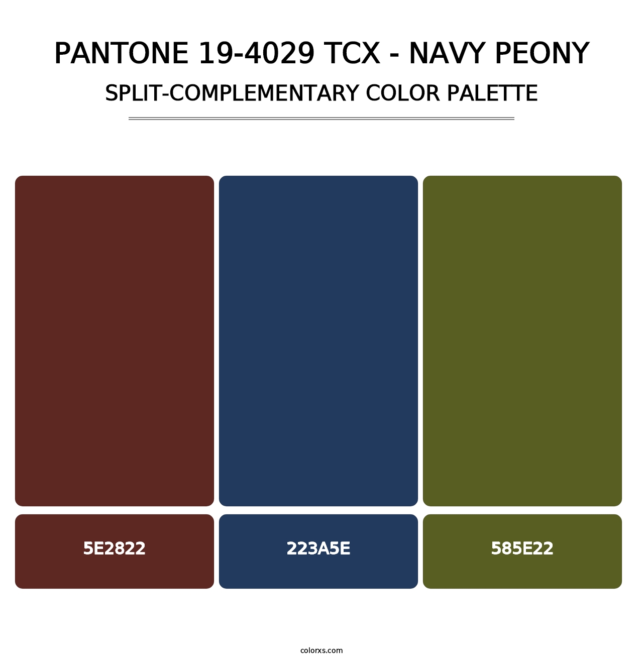 PANTONE 19-4029 TCX - Navy Peony - Split-Complementary Color Palette