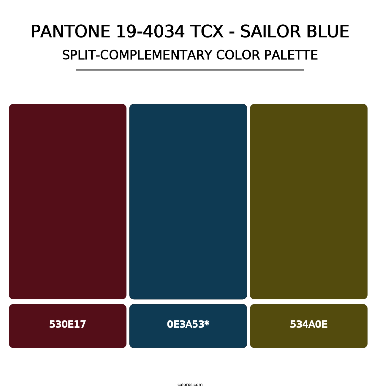 PANTONE 19-4034 TCX - Sailor Blue - Split-Complementary Color Palette