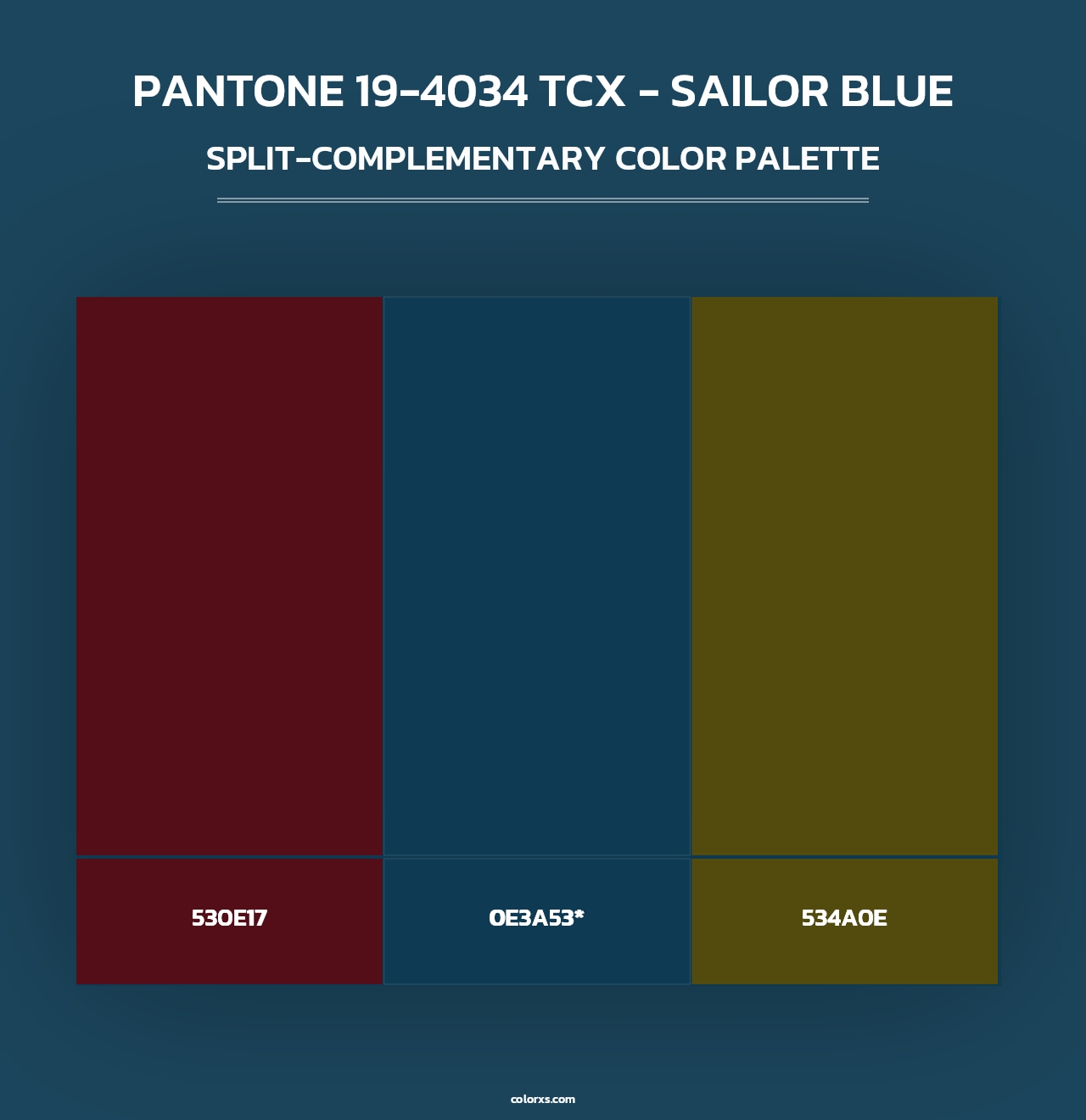 PANTONE 19-4034 TCX - Sailor Blue - Split-Complementary Color Palette