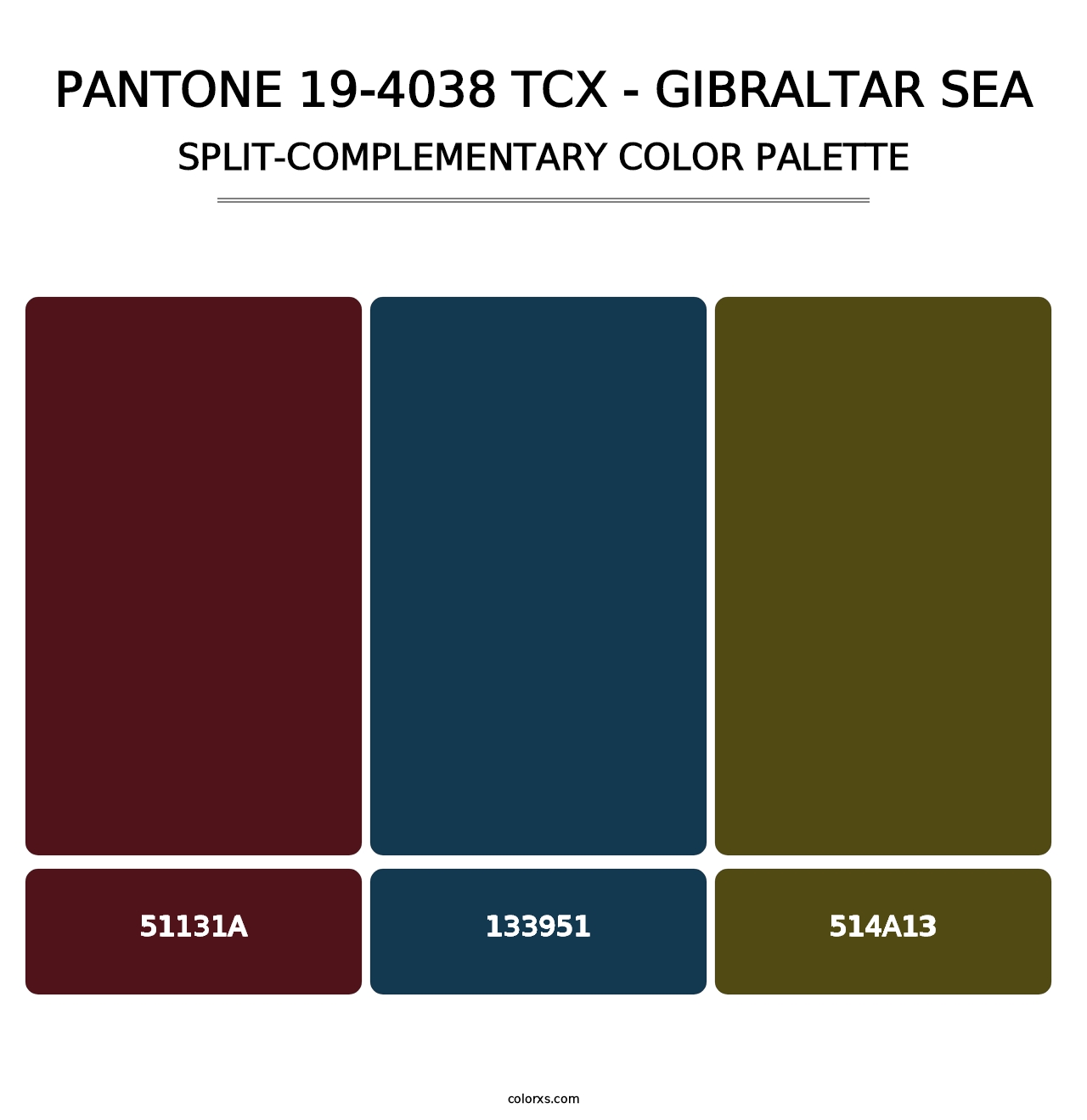 PANTONE 19-4038 TCX - Gibraltar Sea - Split-Complementary Color Palette