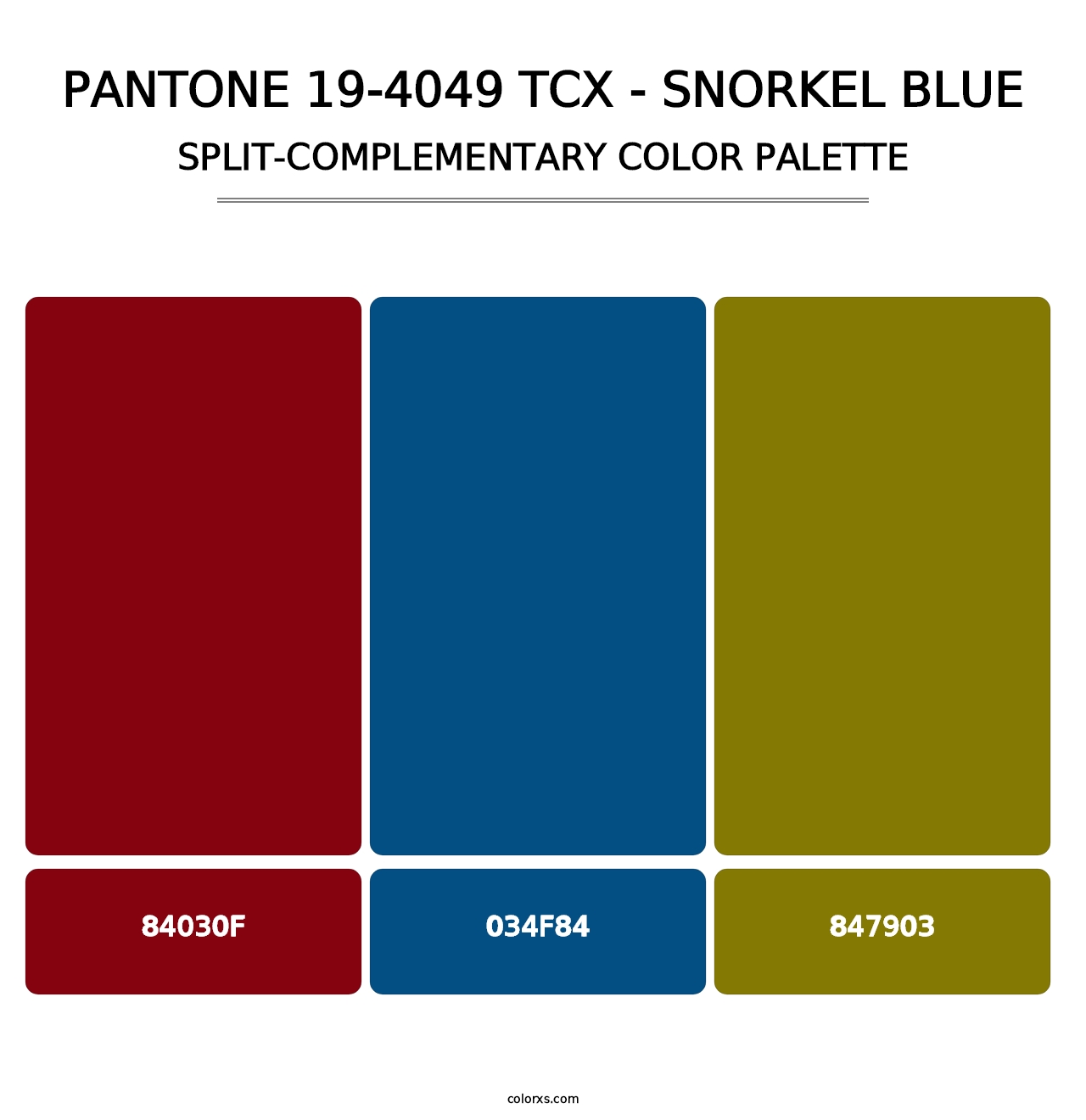 PANTONE 19-4049 TCX - Snorkel Blue - Split-Complementary Color Palette