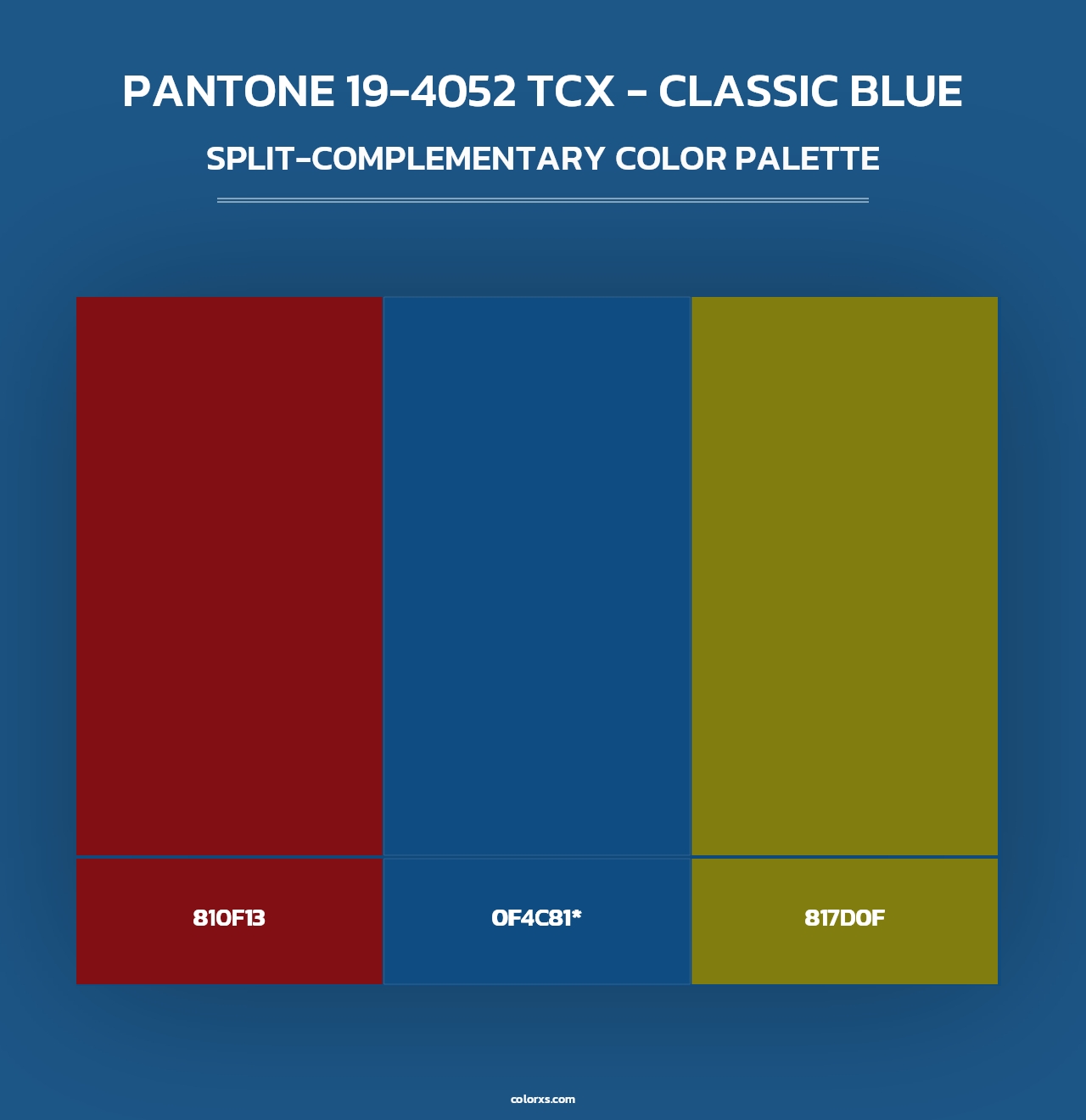 PANTONE 19-4052 TCX - Classic Blue - Split-Complementary Color Palette