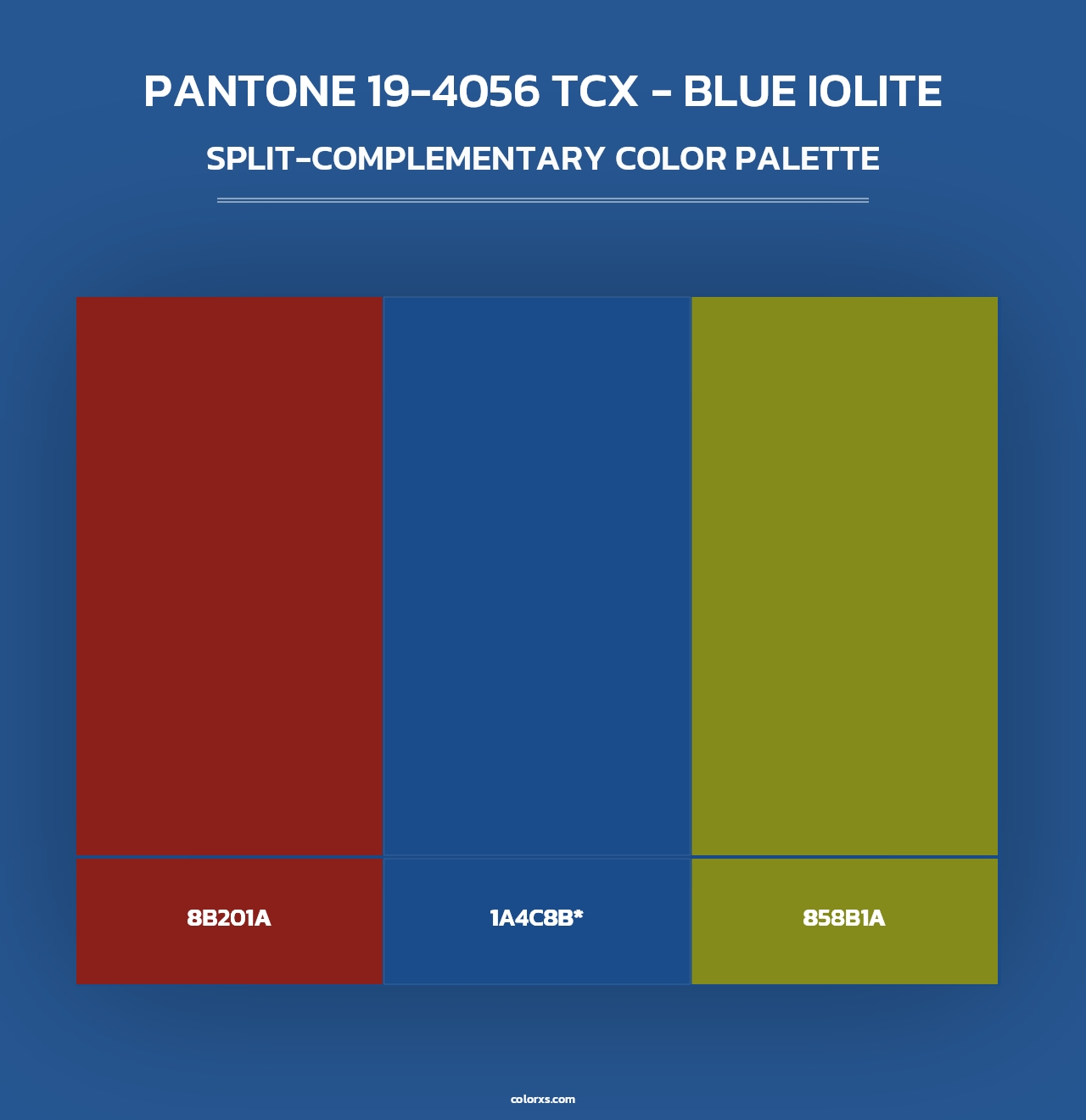 PANTONE 19-4056 TCX - Blue Iolite - Split-Complementary Color Palette