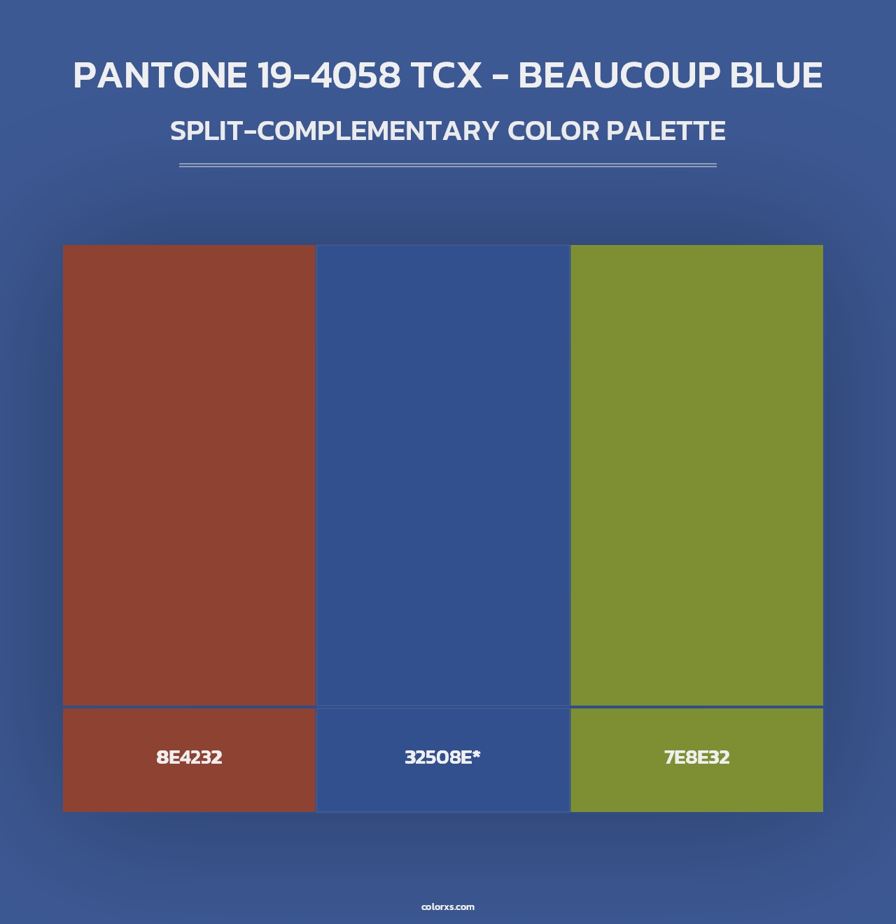 PANTONE 19-4058 TCX - Beaucoup Blue - Split-Complementary Color Palette