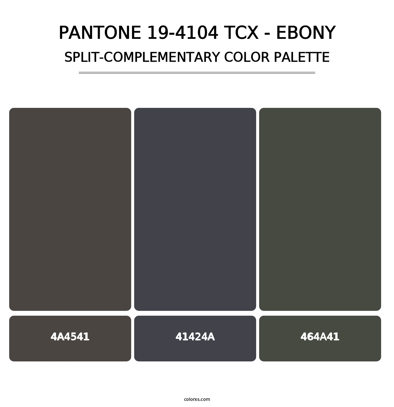 PANTONE 19-4104 TCX - Ebony - Split-Complementary Color Palette