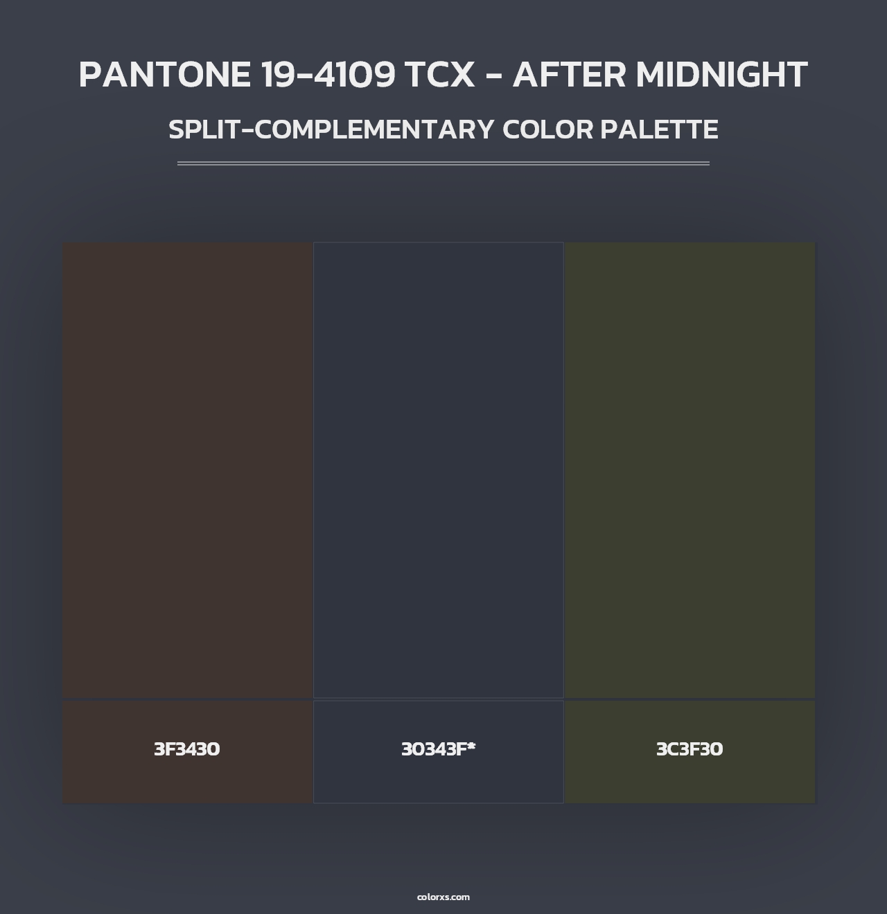 PANTONE 19-4109 TCX - After Midnight - Split-Complementary Color Palette