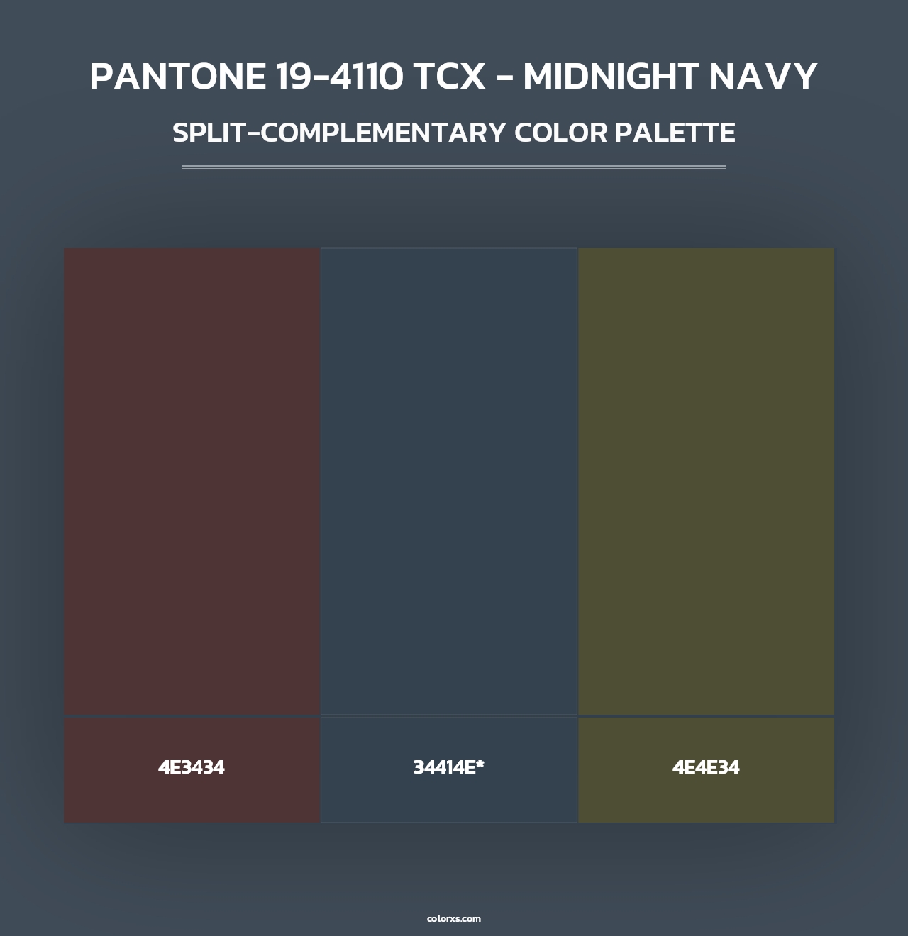 PANTONE 19-4110 TCX - Midnight Navy - Split-Complementary Color Palette