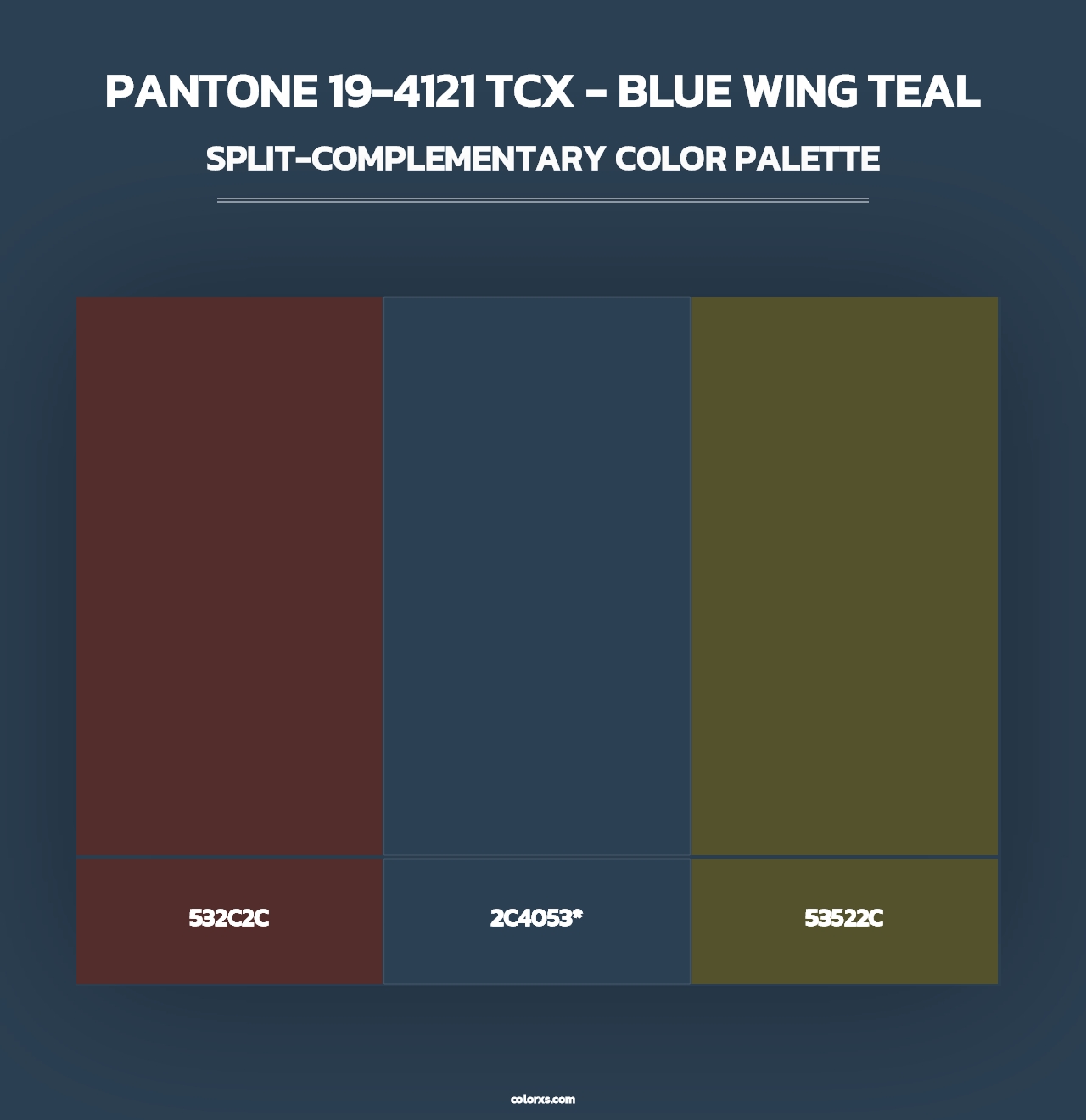 PANTONE 19-4121 TCX - Blue Wing Teal - Split-Complementary Color Palette