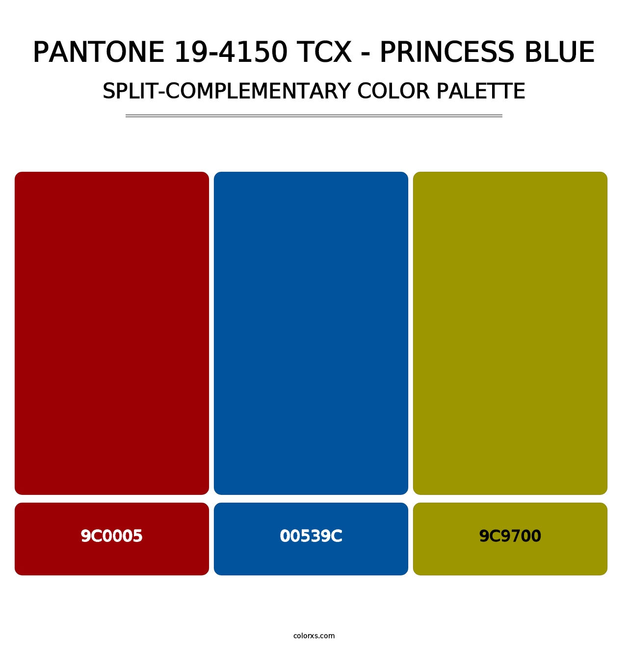 PANTONE 19-4150 TCX - Princess Blue - Split-Complementary Color Palette