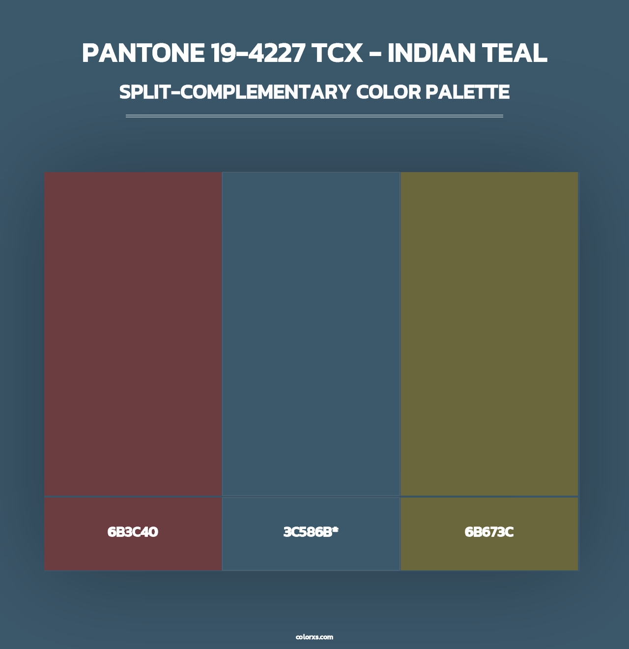 PANTONE 19-4227 TCX - Indian Teal - Split-Complementary Color Palette