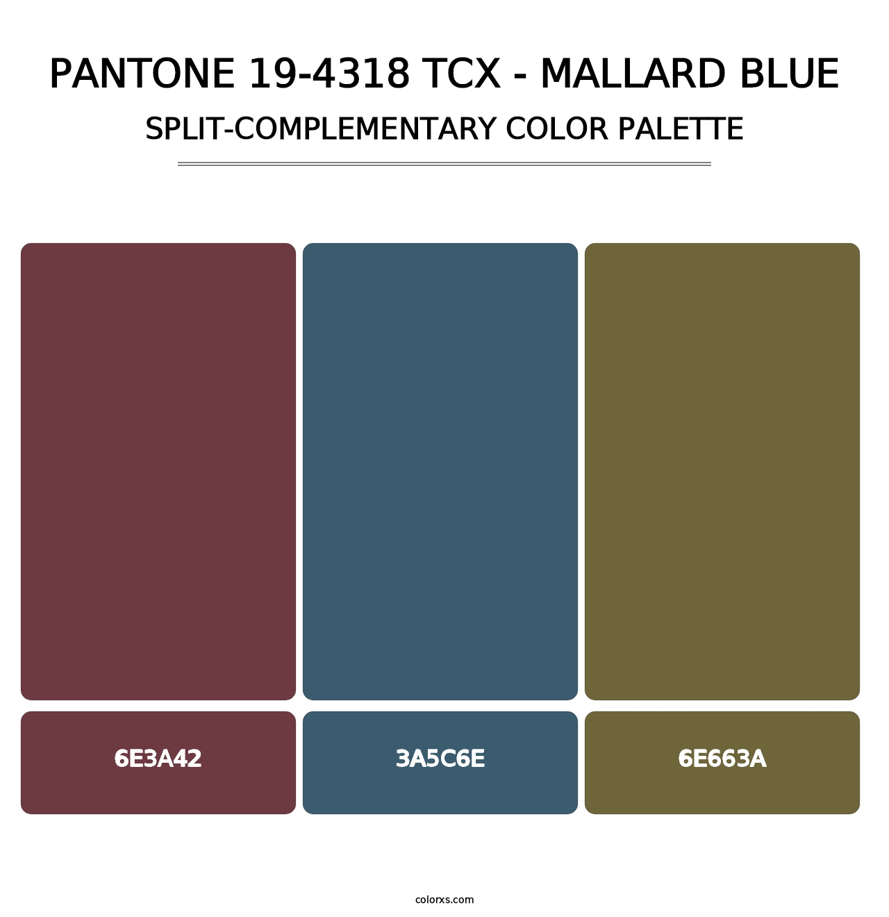 PANTONE 19-4318 TCX - Mallard Blue - Split-Complementary Color Palette