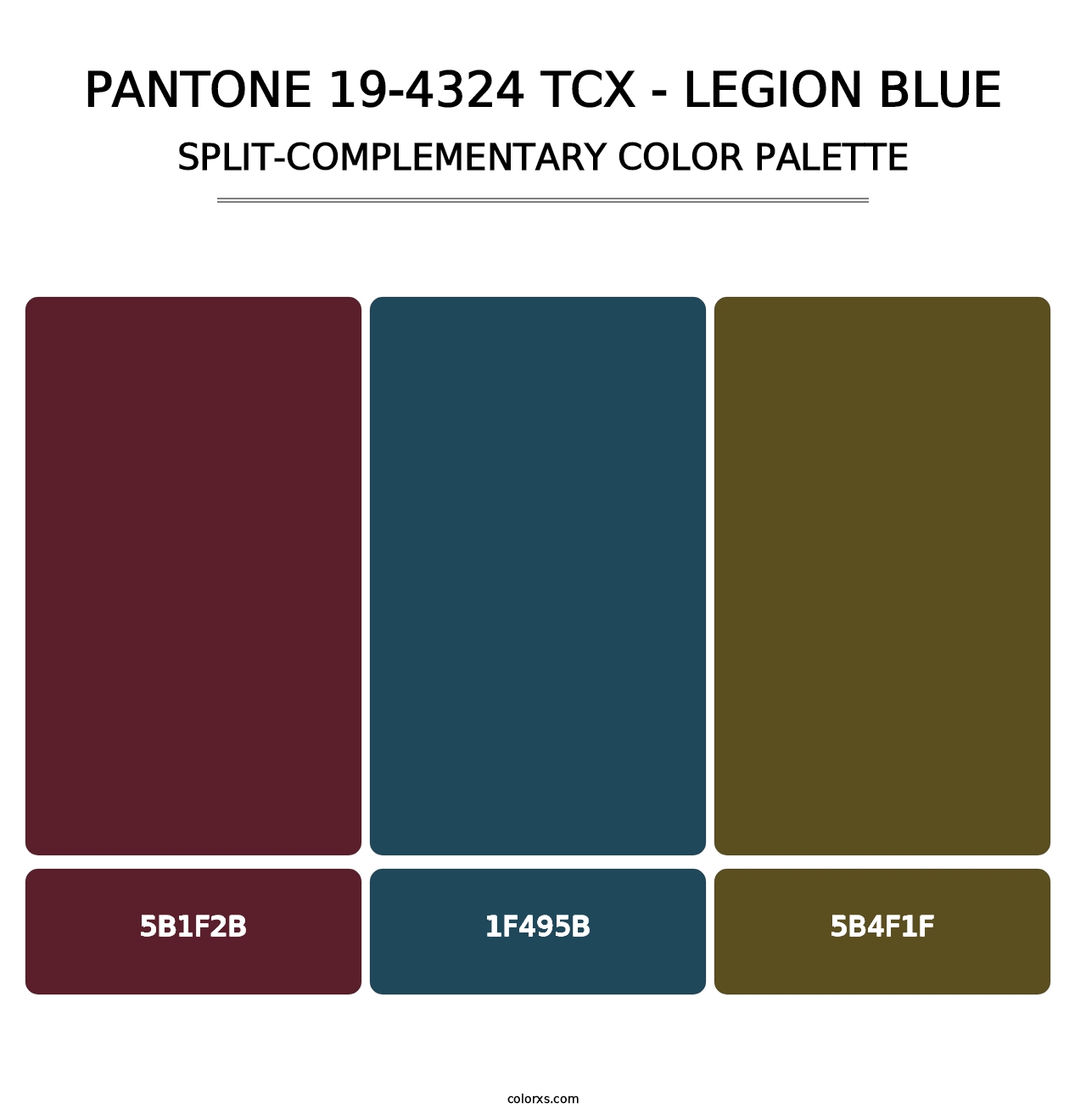 PANTONE 19-4324 TCX - Legion Blue - Split-Complementary Color Palette