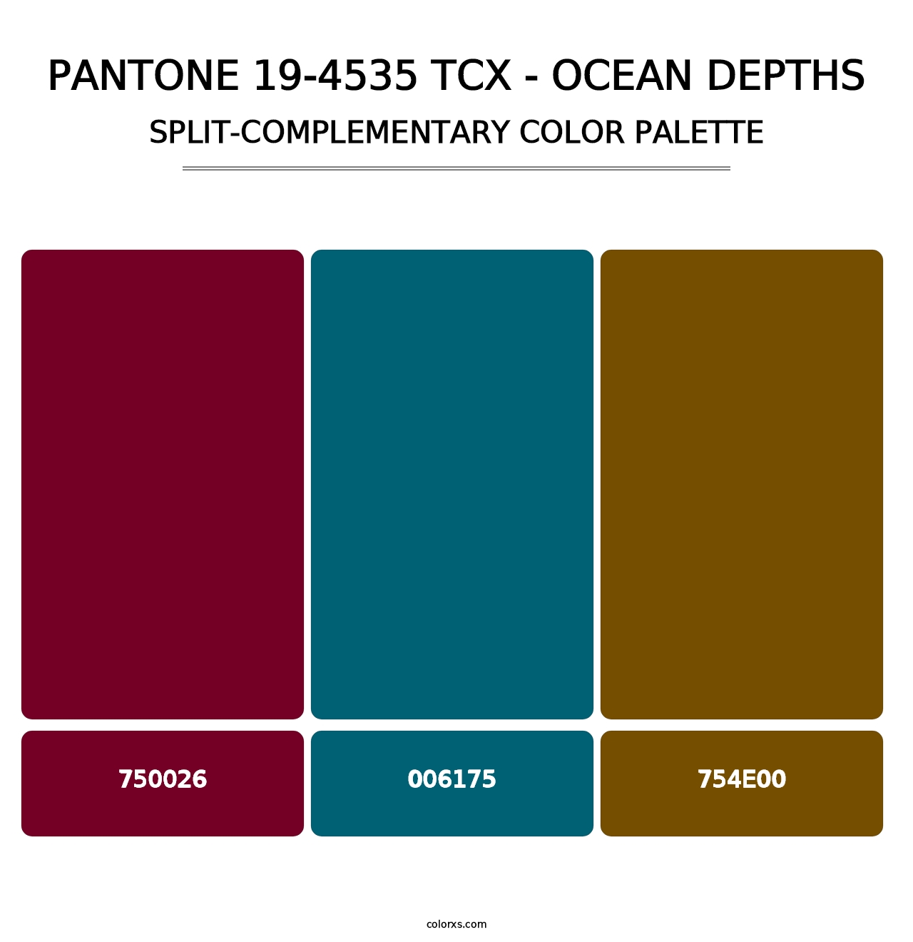 PANTONE 19-4535 TCX - Ocean Depths - Split-Complementary Color Palette